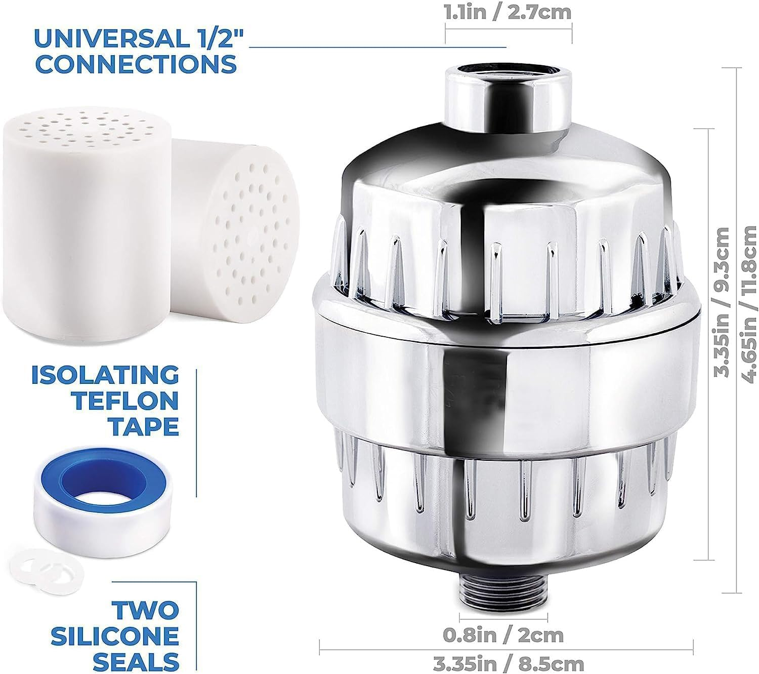 OHFULLS 25 Stage Shower Filter with Vitamin C for Hard Water - High Output Shower Water Filter to Remove Chlorine and Fluoride - 1 Cartridges Included -Consistent Water Flow Showerhead Filter image number 2