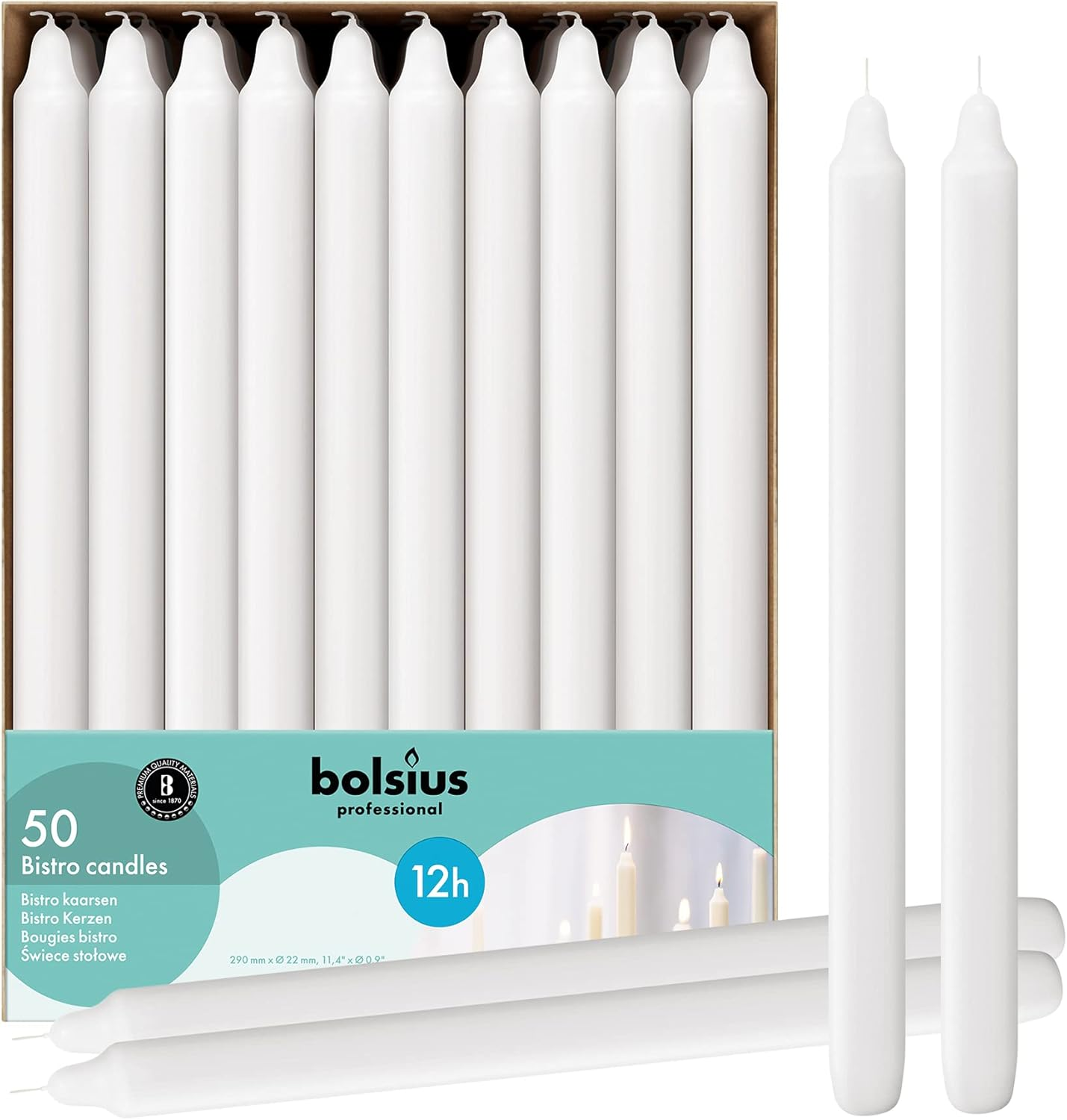 BOLSIUS Long Household White Table Candle - Approx 12 Inch image number 5