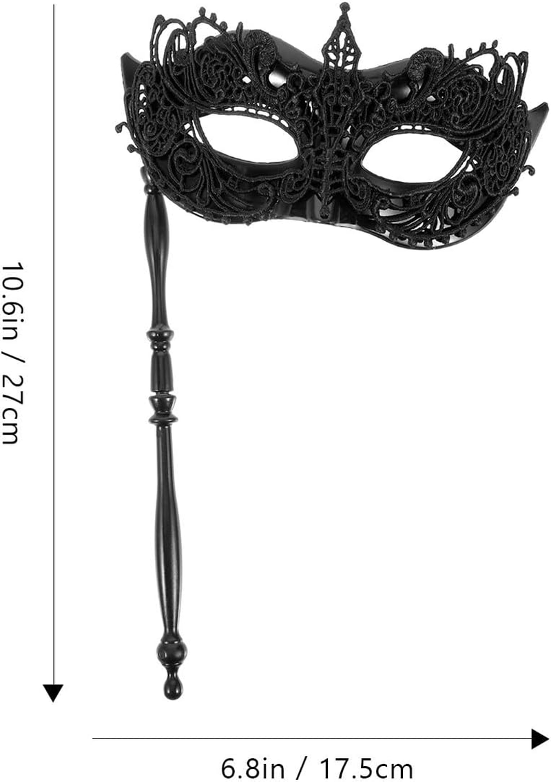 PACKOVE Masquerade with Stick Black Masquerade Masquerade Masquerade Ball Costume Masks image number 5