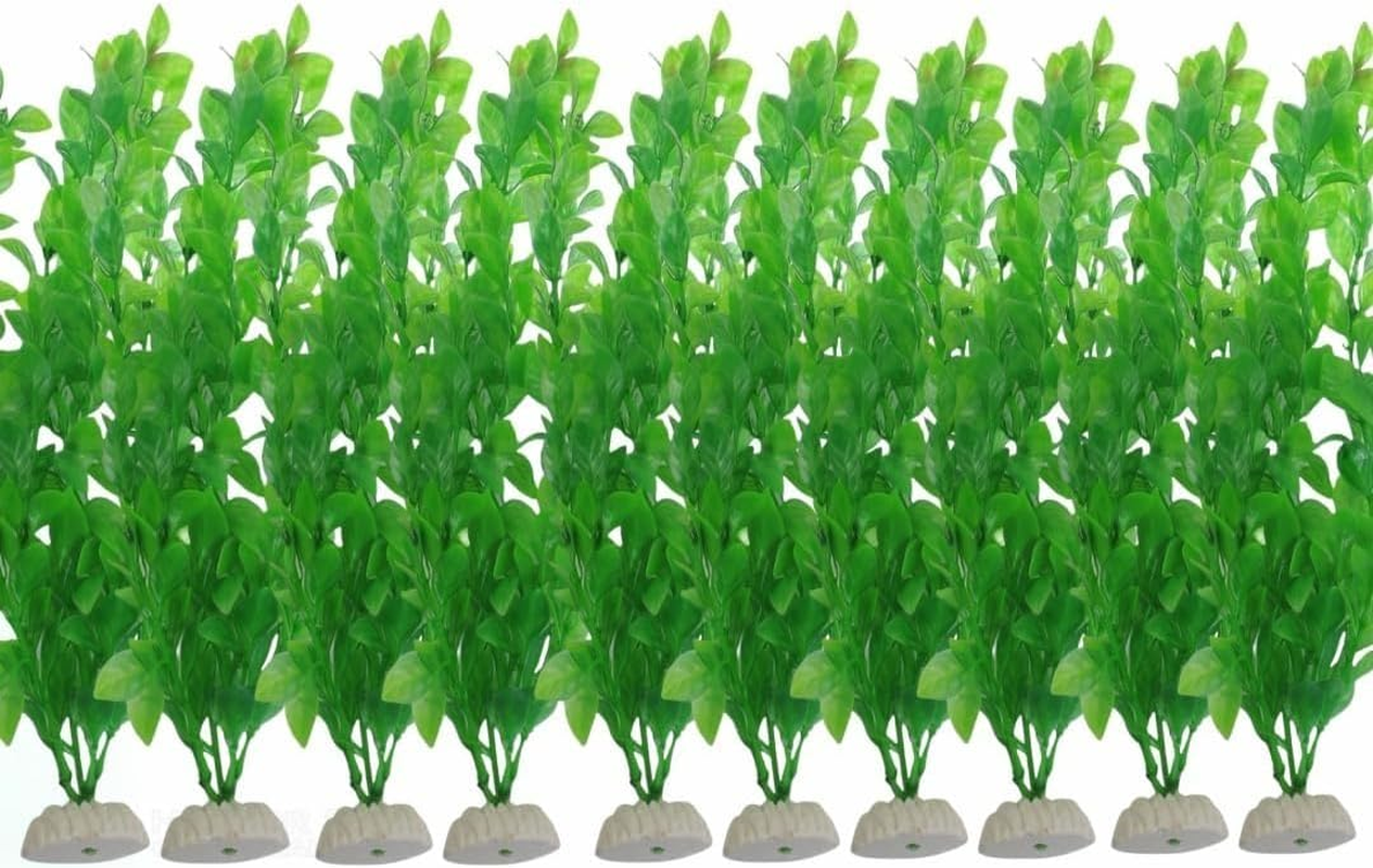 Artificial Seaweed Water Plants for Aquarium ， Plastic Fish Tank Decorations, 10-Piece Set (Green) image number 1