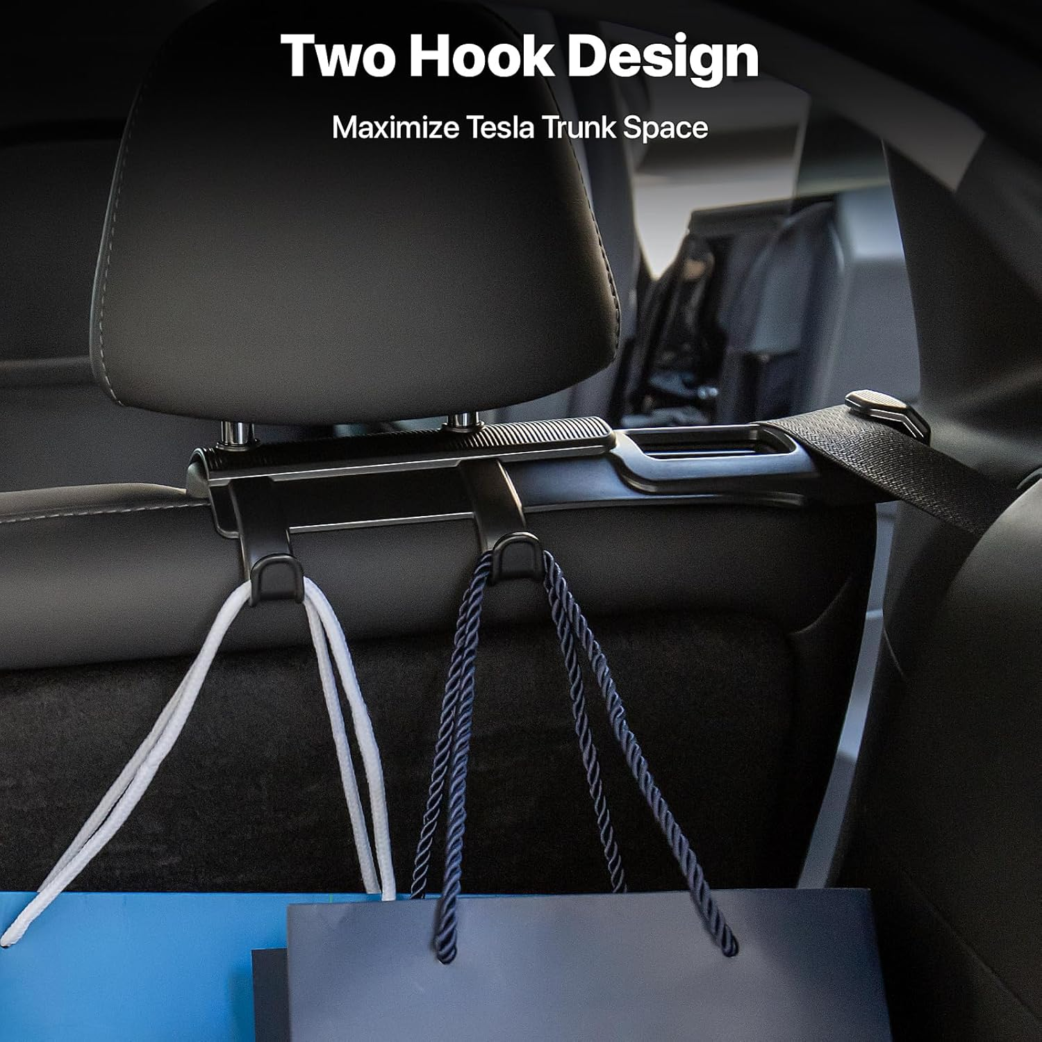 Backseat Seatbelt Guide Holder with Hook for Tesla Model Y 2020-2024 (2 Pack) image number 2