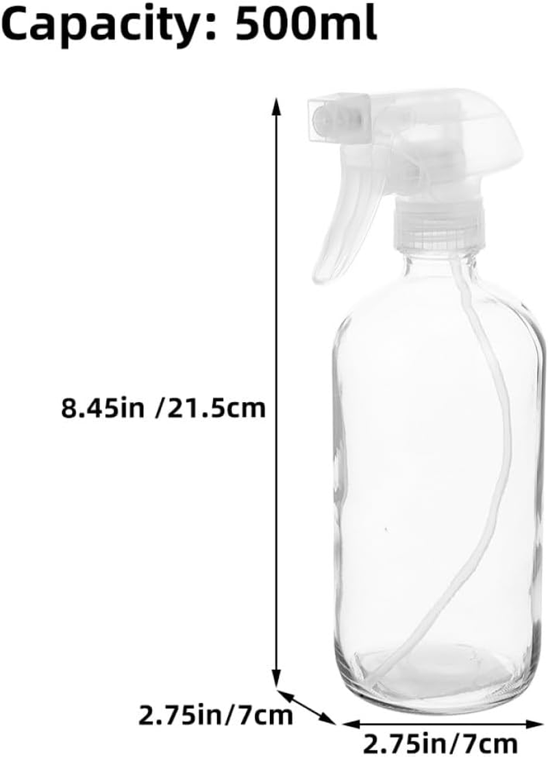 HEANUJJ 2Pcs 500Ml Clear Glass Spray Bottles, Refillable Liquid Spray Bottles for Cleaning Solutions and Home Use, Reusable Mist Sprayers for Plants and Personal Care image number 5