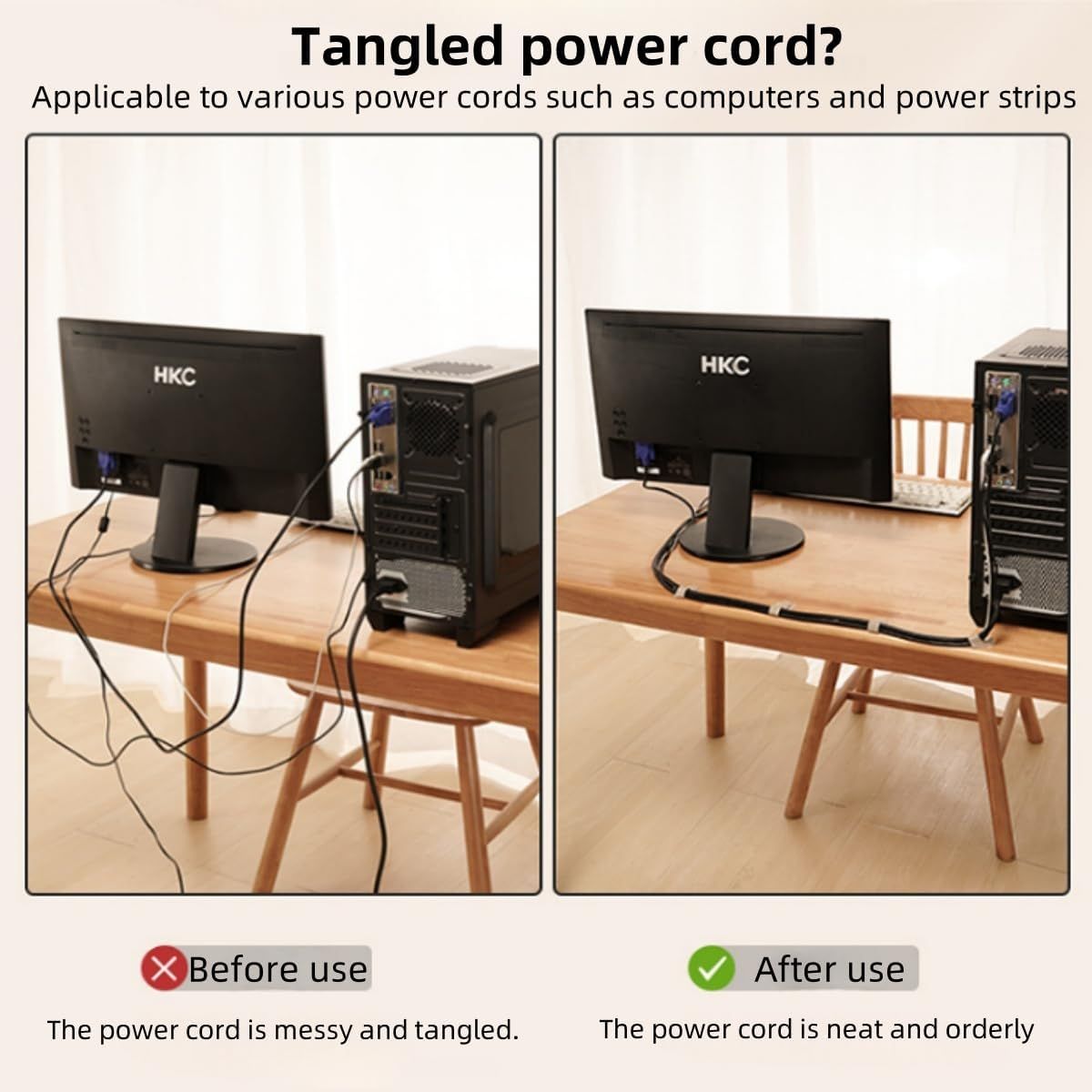 100Pcs Reusable Cable Ties,Self Adhesive Hook Loop Tape Heavy Duty Cable Straps, Sticky-Back Cord Organizer, Cable Clip, Household & Office Essentials (Black, White)