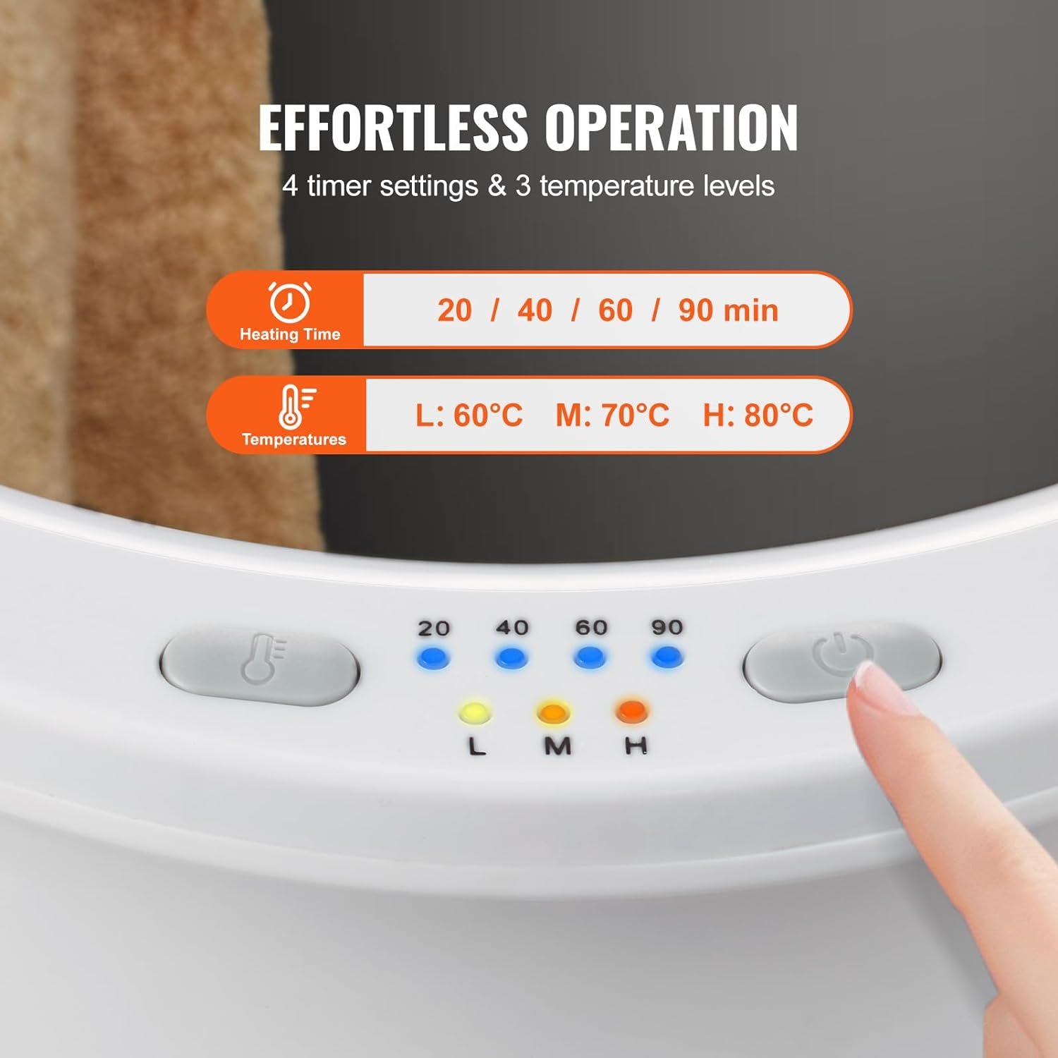 VEVOR Towel Warmer Bucket, 20L Large Towel Warmer for Bathroom, Auto Shut off Towel Heater with 4-Level Timer Fits up to Two 40"X70" Oversized Towels, Bathrobes, Blankets, ETL & FCC Certified image number 1