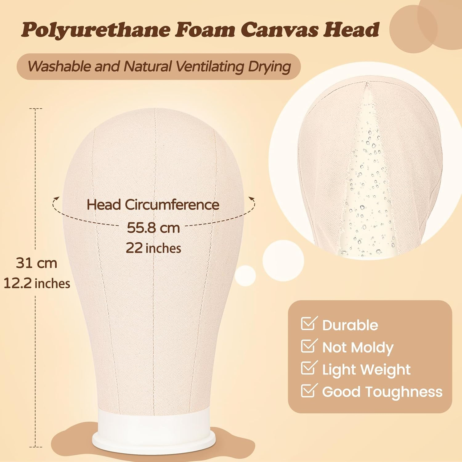 63 Inch Wig Stand Tripod with 22 Inch Head, Canvas Wig Head Stand with Mannequin Head for Wigs Mannequin Head Block Set for Wigs Making Display image number 2