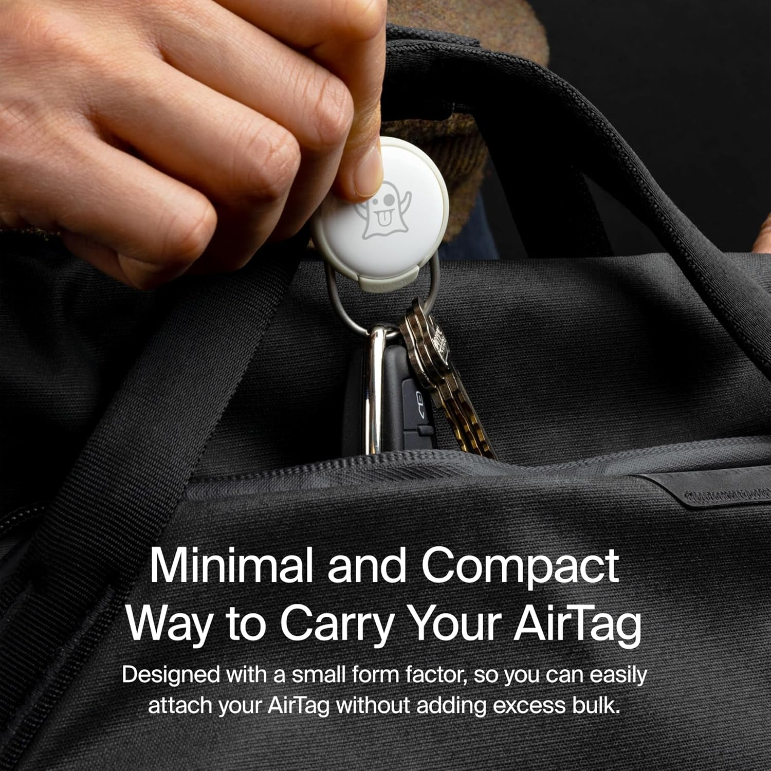 Orbitkey Slim Case for Airtag | Made with Stainless Steel and TPU | Securely Holds Your Apple Airtag | Easily Attach to Keys or Anything You Want to Track with the Open Key Ring | Black - Black image number 4