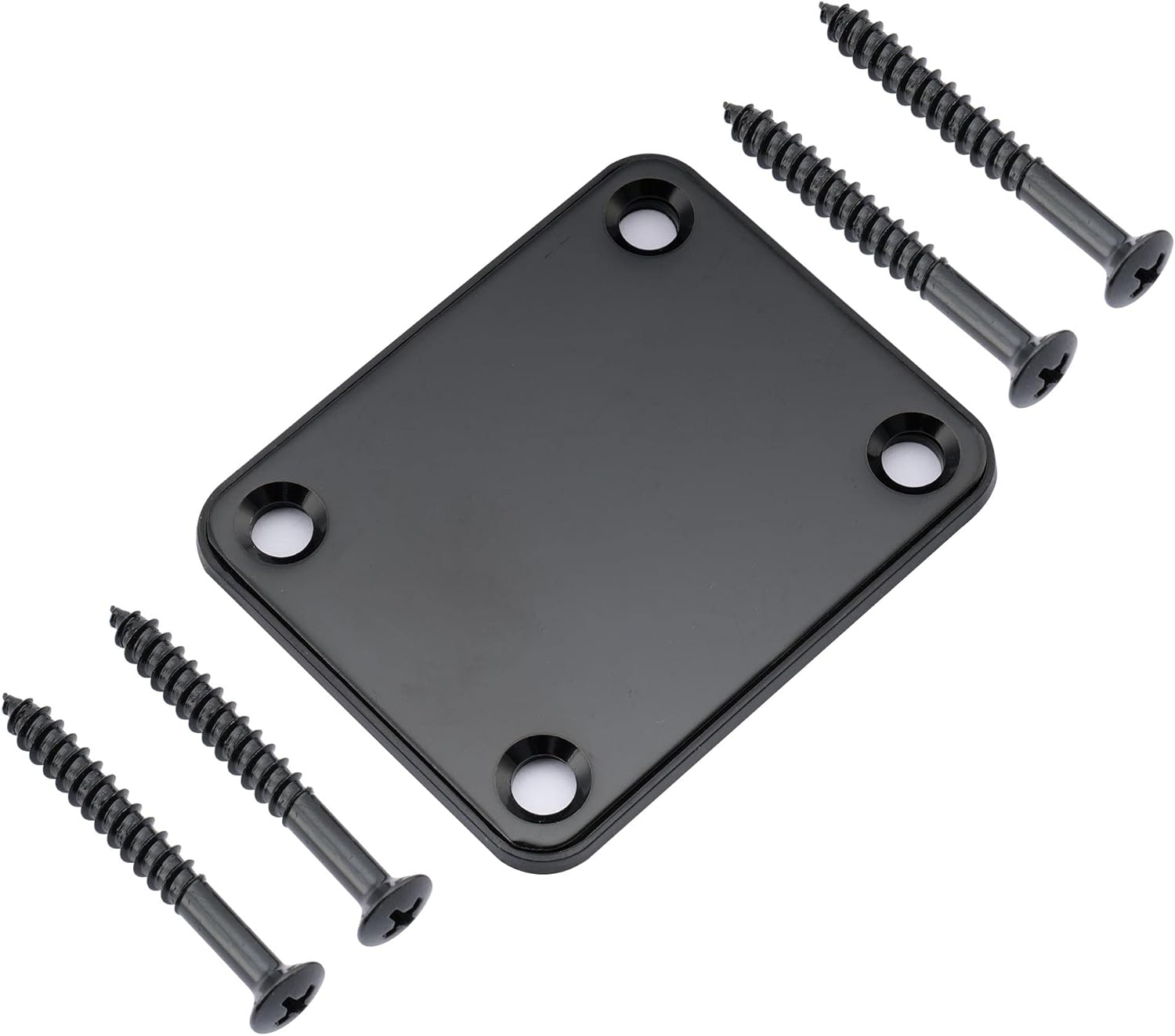 Musiclily Metal Neck Plate with Screws for Fender Strat Tele Style Electric Guitar or Bass,Black