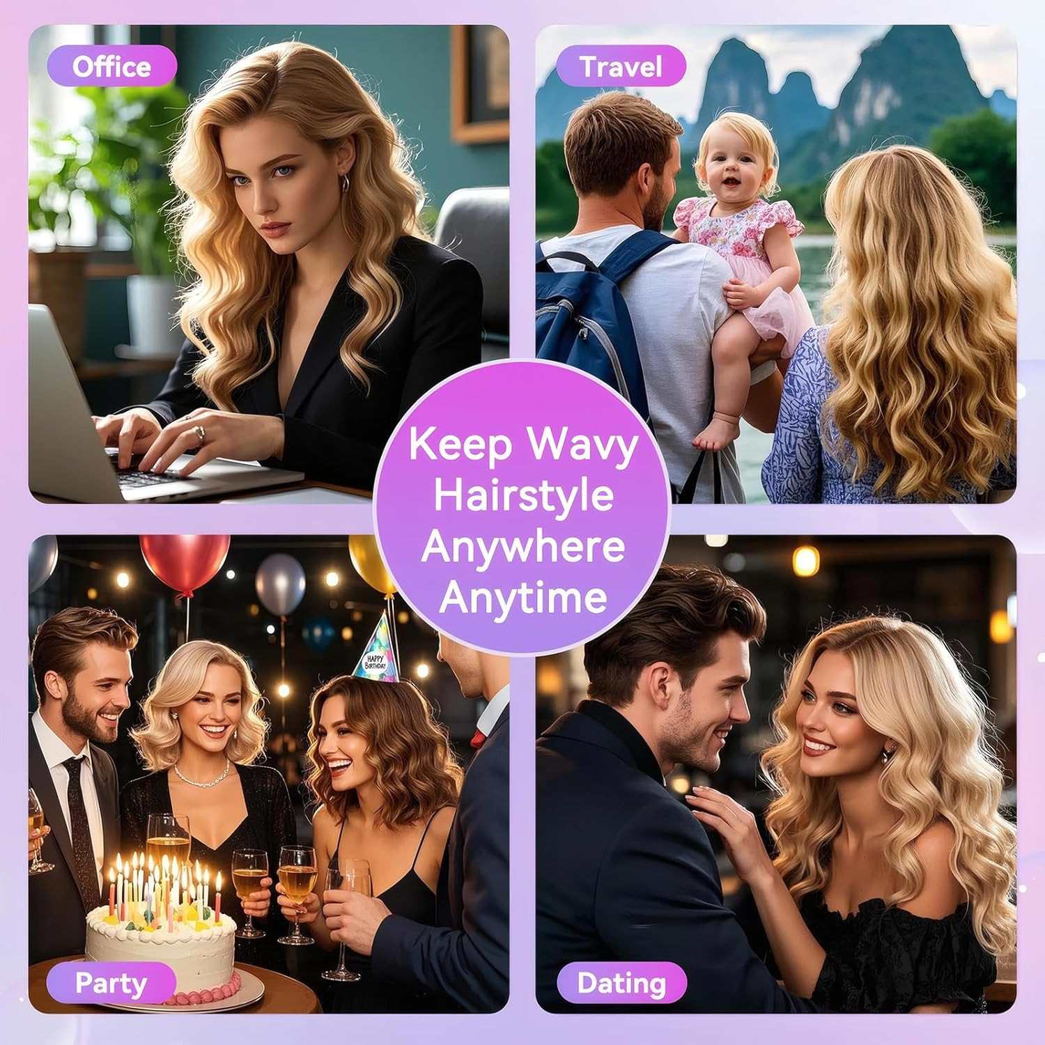 Curling Iron Hair Crimper Waver - Beach Waves Curling Wand, Ionic Deep Waver Hair Curler Tool with Ceramic 3 Barrel for Women,Ceramic Coated Barrel，Salon-Quality Waves & Curls (Compatible with All Hair Types) Dual Voltage, Anti-Scald image number 3