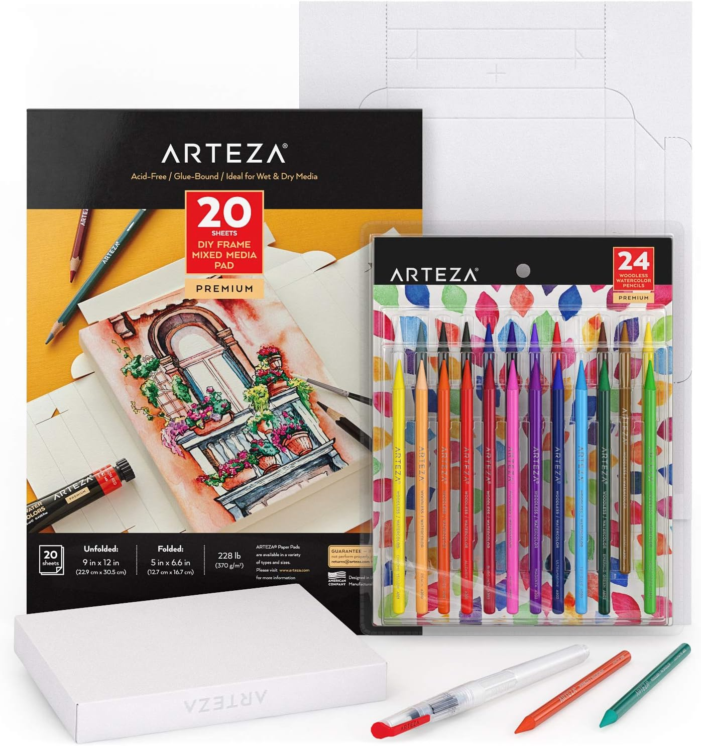 ARTEZA Mixed Media Paper Foldable Canvas Pad, 7X8.6 Inches, 20 Sheets, DIY Frame, Heavyweight Multimedia Paper, 228 Lb, 370 GSM, Acid-Free, Wood Pulp Canvas Pad for Painting & Mixed Media Art image number 7