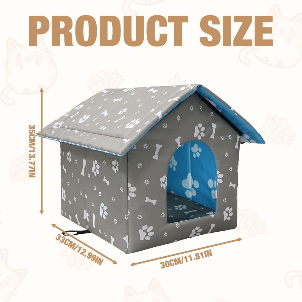 Mineup Outdoor Cat House, Outdoor Cat Kennel, Rough Cat Kennel, Waterproof and Warm, Outdoor House for Pets Made of Oxford (35 X 33 X 30 Cm) image number 6