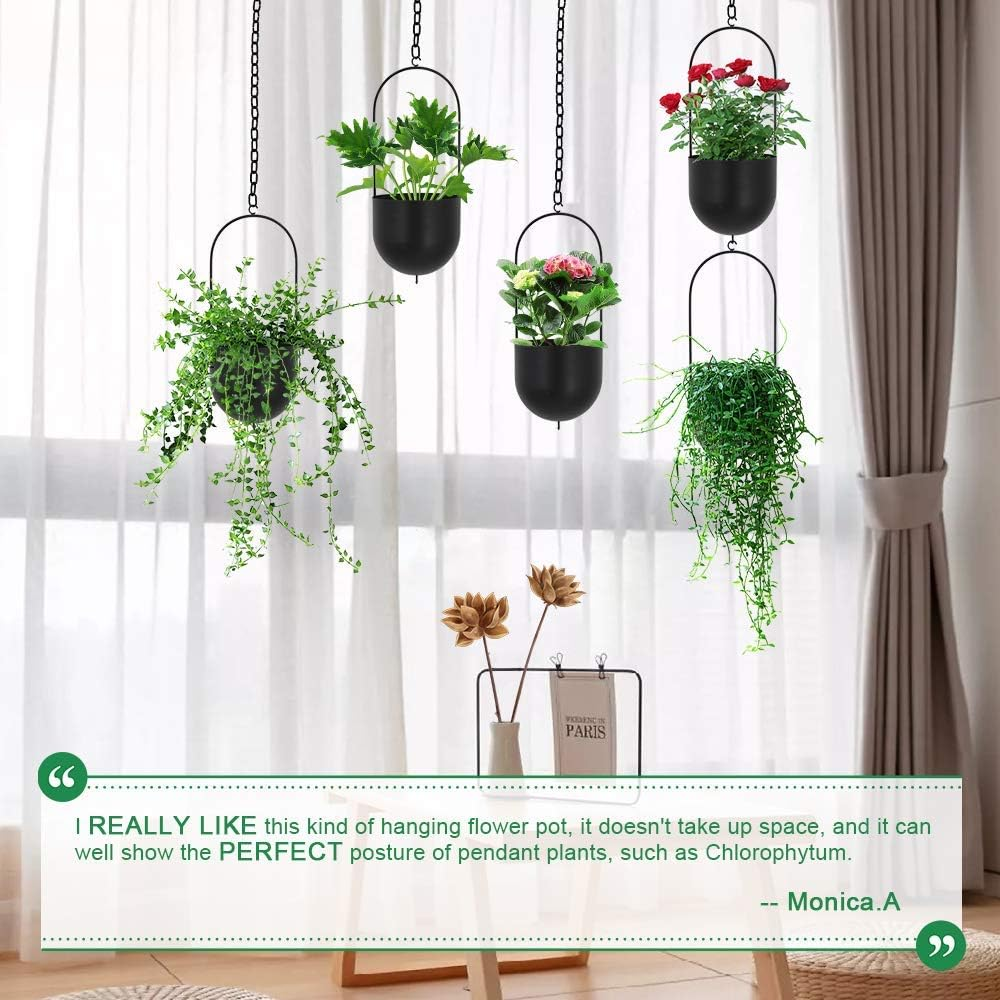 Black Metal Plant Hanger Metal Wall and Ceiling Hanging Planter Modern Planter Mid Century Flower Pot Plant Holder(D=6.29'') image number 4