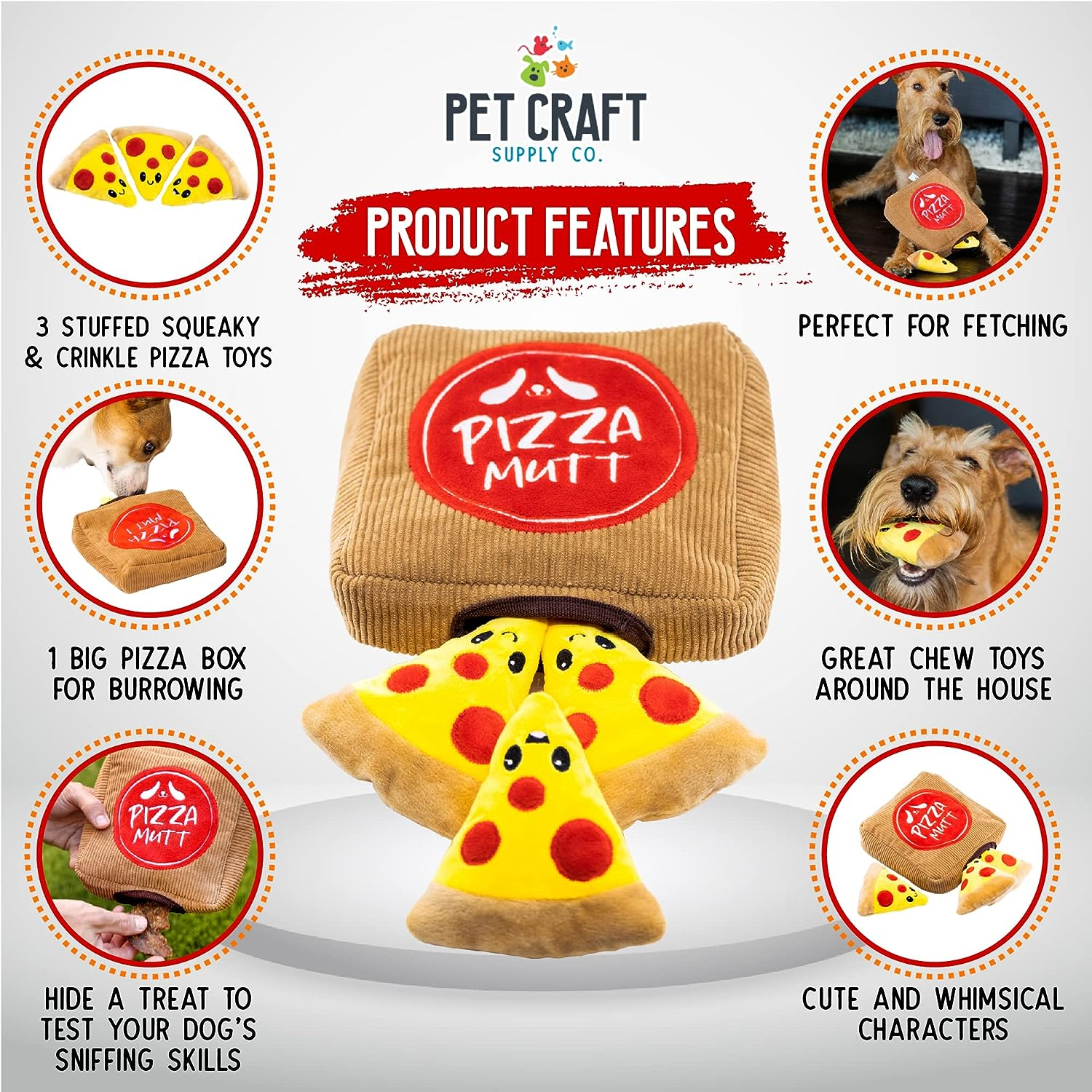 Pet Craft Multipiece Dog Toy- Pizza Box