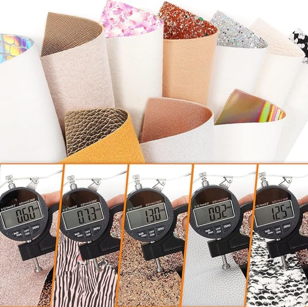 30 Pieces Random Colors Faux Leather Sheets 8X 6Inch Multiple Styles Mixed Glitter Grain Texture Embossed Pattern Printed Colored Leather for Earrings Making Hair Bow and Crafts DIY image number 6