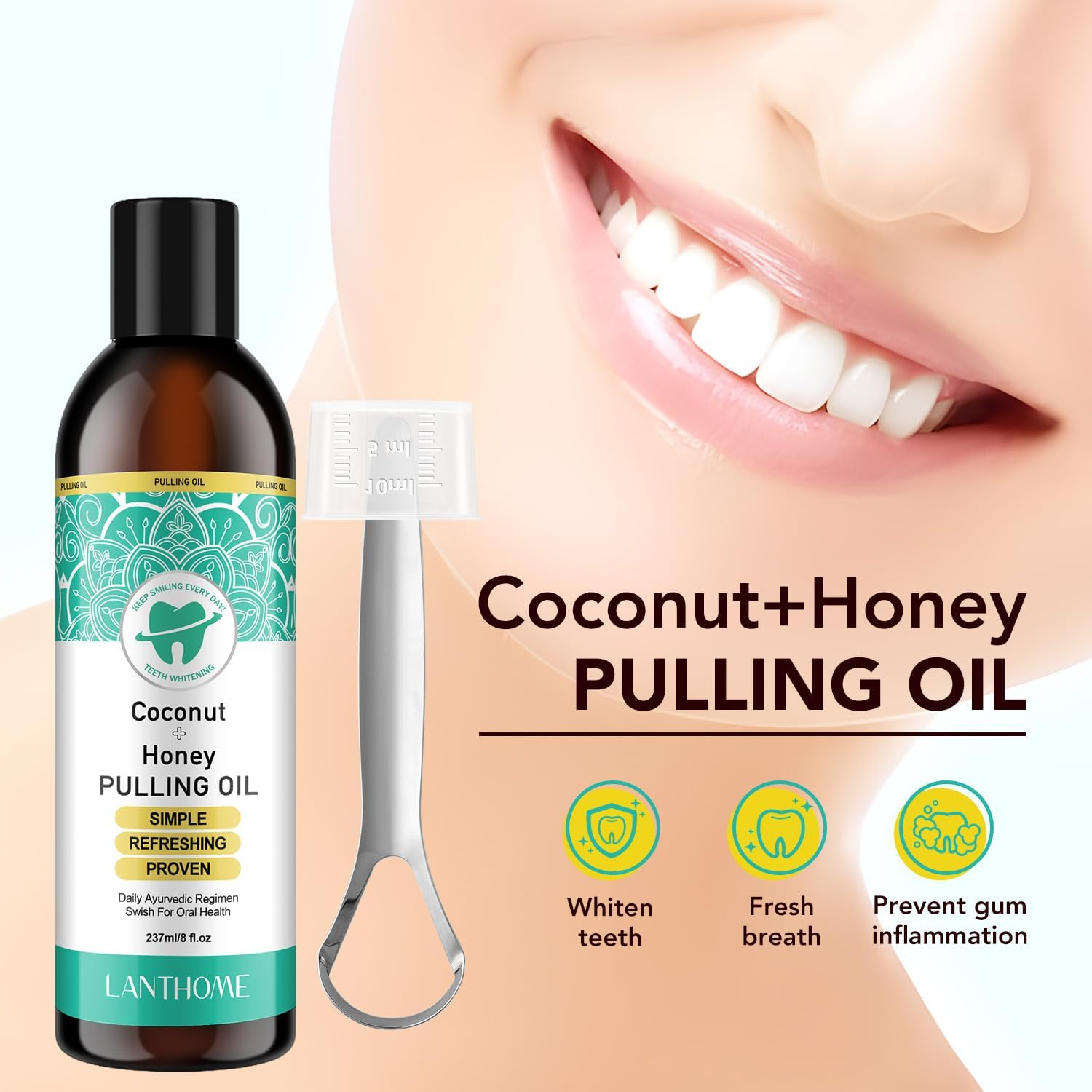 Coconut Oil Pulling Mouthwash with Mentha Haplocalyx Oil, 237Ml &ndash; Promotes Fresh Breath, Healthy Teeth & Gums image number 3