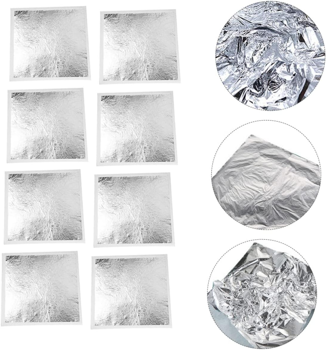 Jojofuny 200Pcs Silver Foil Leaves for Art Crafts Gilding Foil Decorations Square Design image number 4