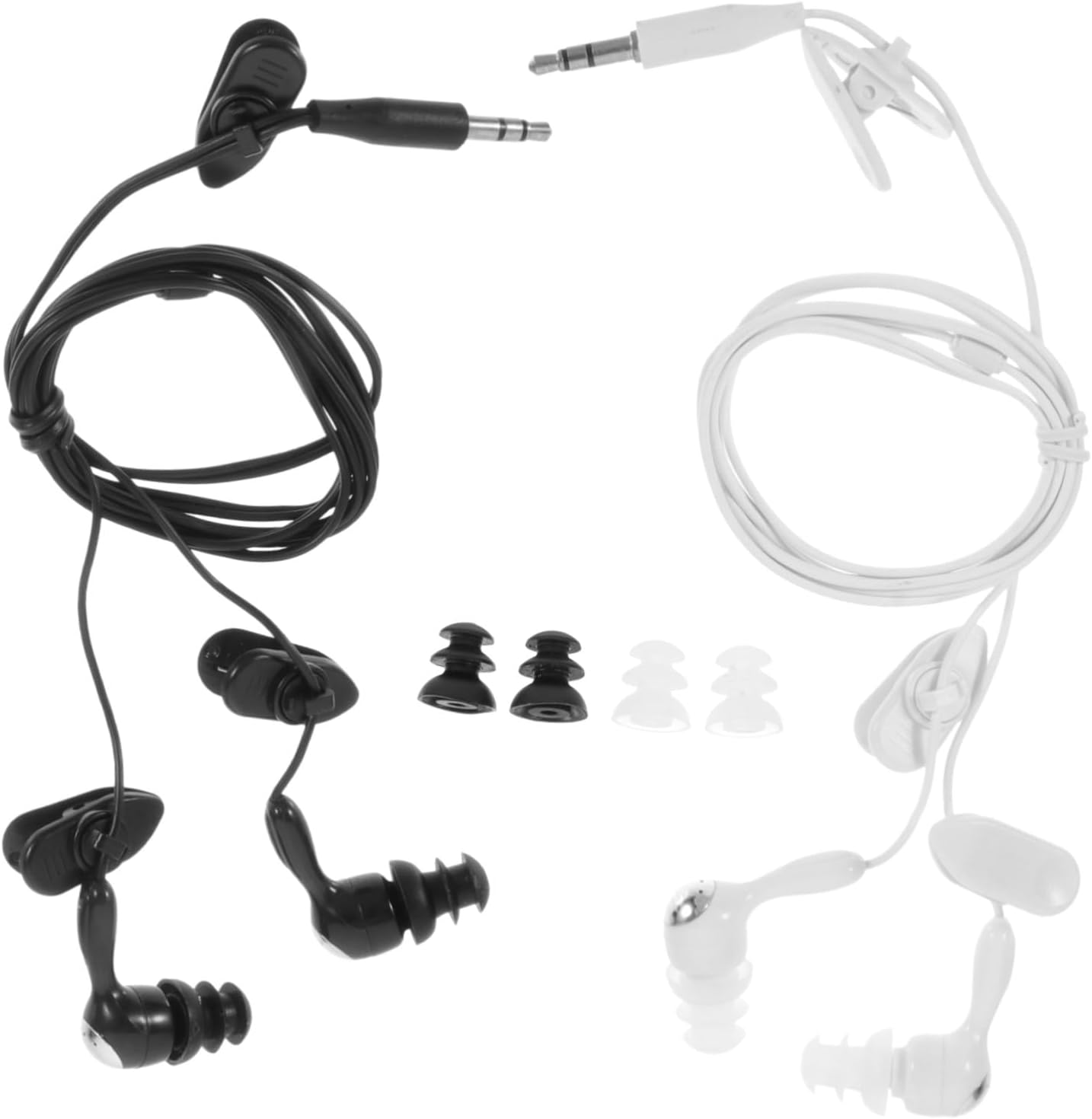 SEWACC Waterproof Swimming Earphones Ear Protection Plugs 3.5Mm In-Ear Earbuds for Adults Bathing and Surfing 2Pcs Black and White Earbuds Set image number 4