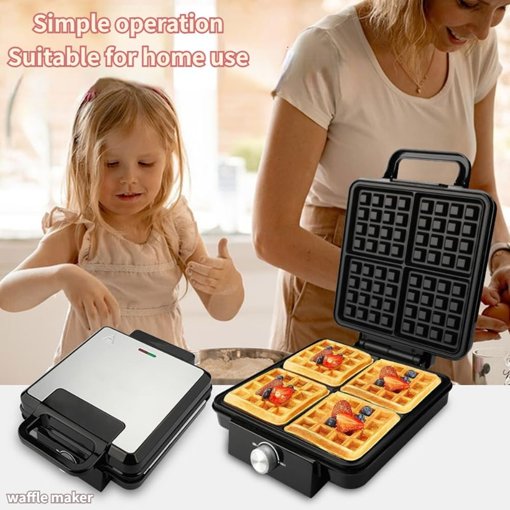Frafuo 4-Slice Waffle Maker-1500W Square Waffle Iron-Portable Stainless Steel Kitchen Appliance-Thick Waffle Maker-Waffle Machine-Non-Stick Baking Surface（Au Plug） image number 5