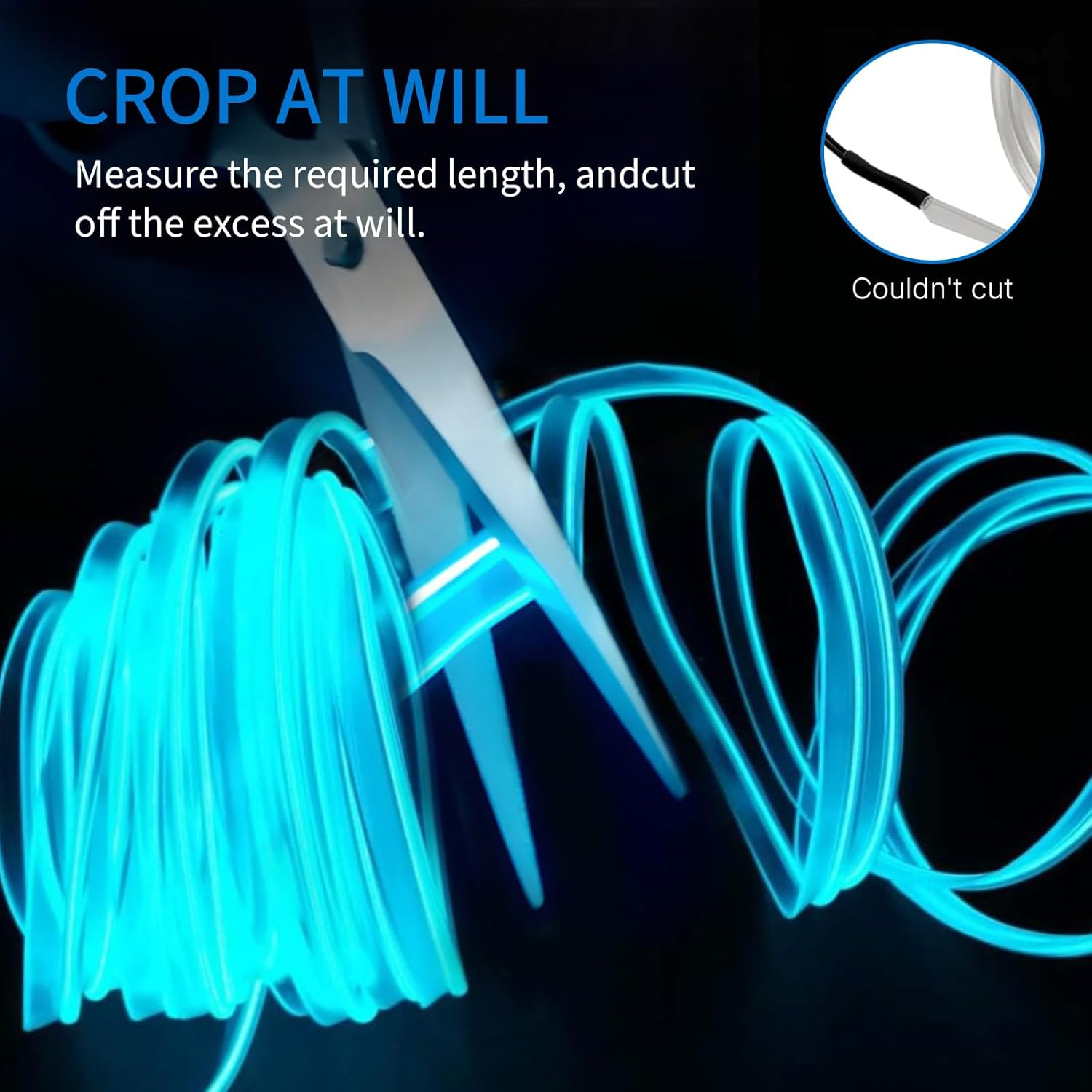 EL Wire Interior Car LED Strip Lights, 5M Usb-Powered Car Ambient LED Light Strip for Auto Indoor Gap Decorations Dashboard Accessories (Ice Blue) image number 5