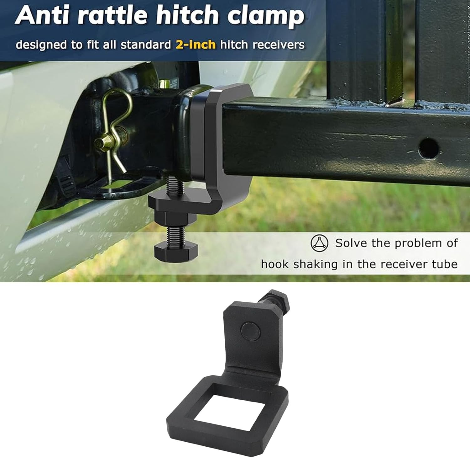 Jiawu 2 Inch anti Rattle Hitch Clamp, anti Rattle Hitch Tightener for 2 Inch Hitches, Heavy Duty Trailer Hitch Stabilizer for Trailers & Trucks, Trailer Hitch anti Rattle Device (Matte Black) image number 6
