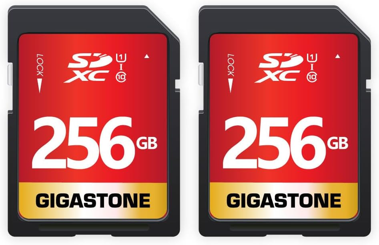 Gigastone 256GB 2-Pack SD Card UHS-I U1 Class 10 SDXC Memory Card High Speed Full HD Video Canon Nikon Sony Pentax Kodak Olympus Panasonic Digital Camera, with 2 Mini Cases image number 1