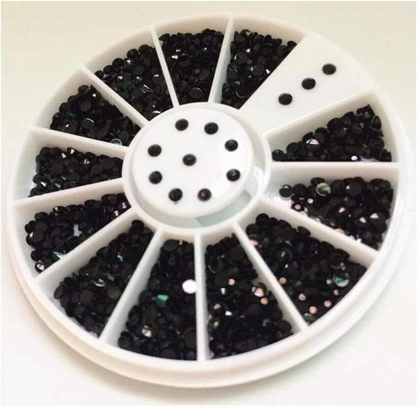 HANGQINGHENG Black Rhinestone 2Mm Crystal Nail Decal Flat Acrylic Rhinestone Nail Decoration image number 2