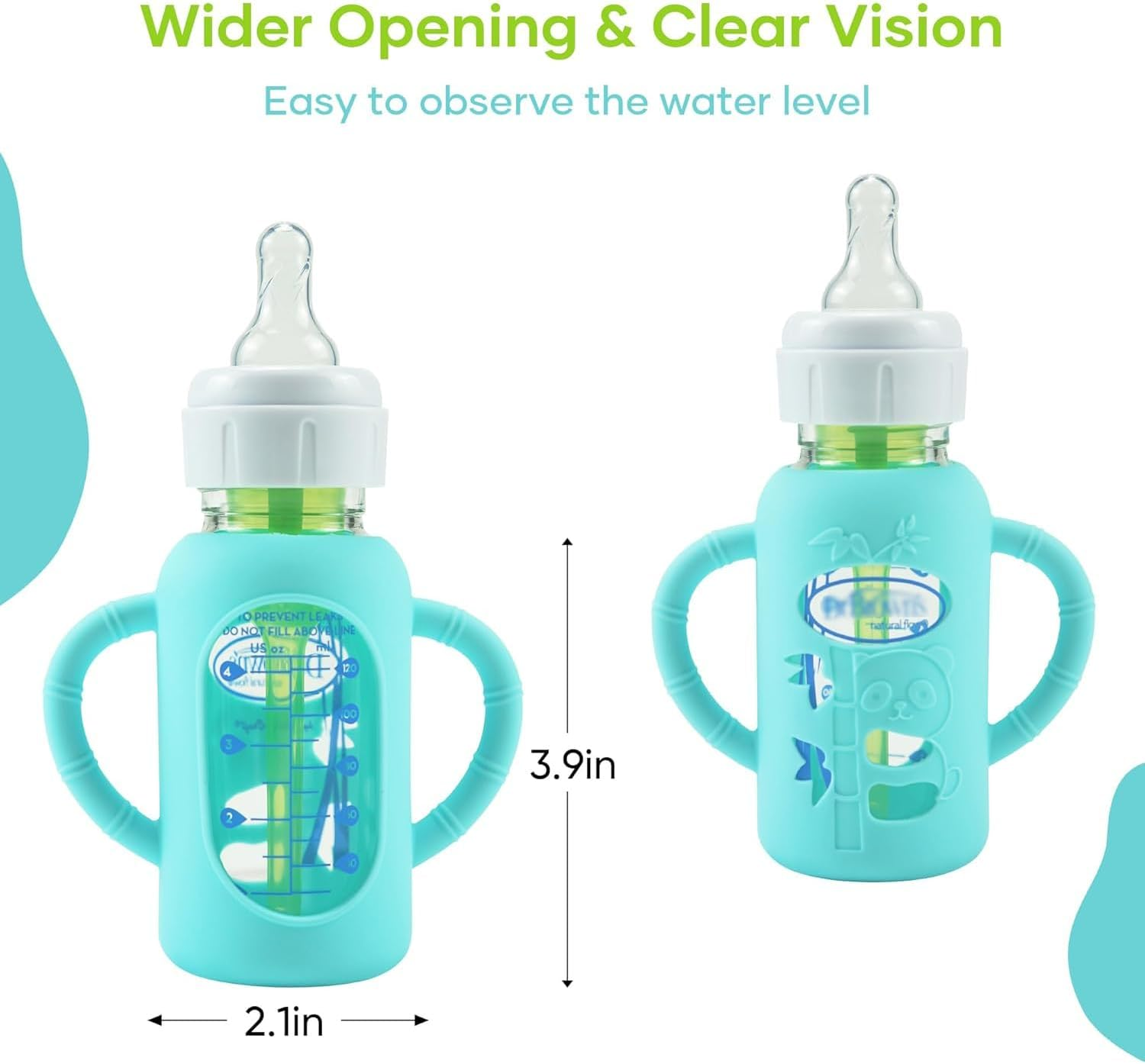 4 Pack Silicone Sleeves for Dr. Brown'S Glass Bottles 4OZ - anti Breakage Baby Bottle Holder, Compatible with Dr. Brown'S Glass Bottles for Babies (4OZ with Handle) image number 1