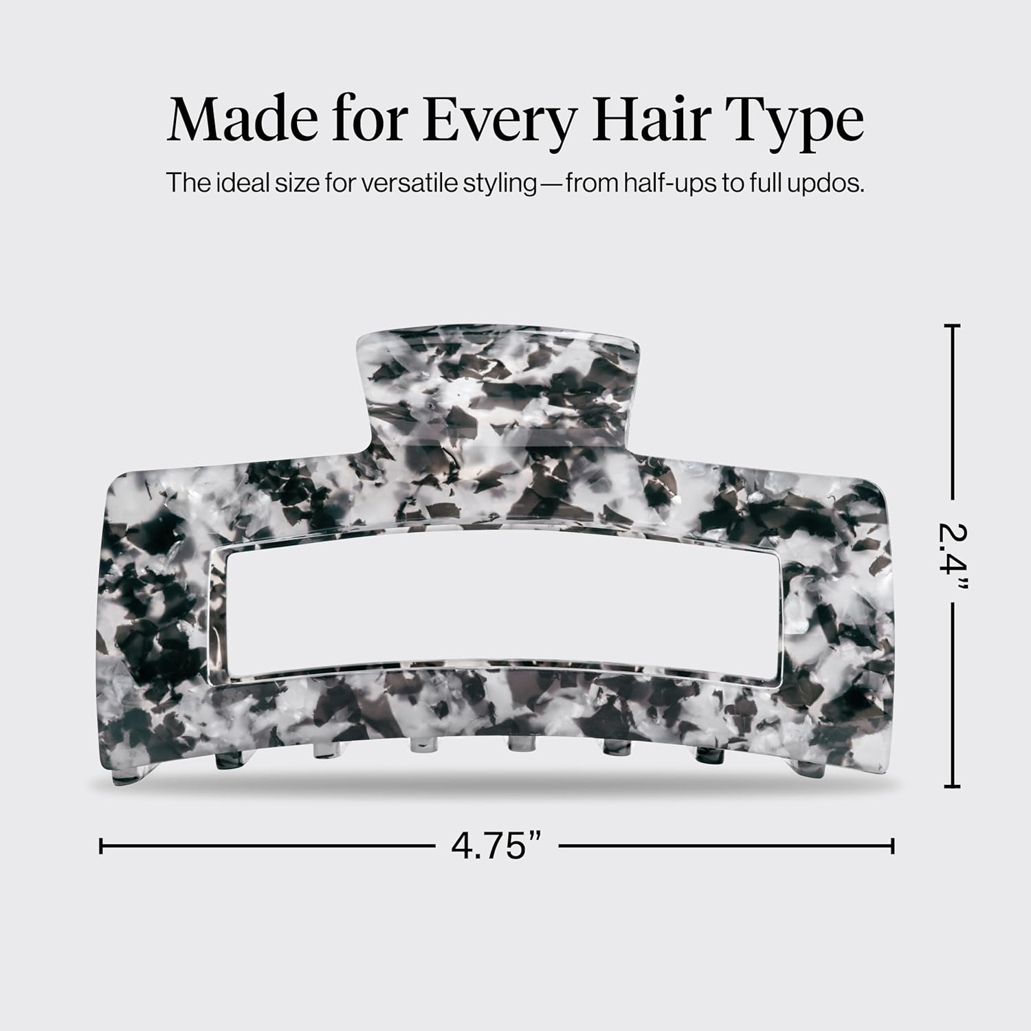 Kitsch Recycled Plastic Large Claw Clip, Big Open Shape Hair Clips for Women, Large Hair Claw Clips & Jaw Clips, Big Claw Clips for Thick Hair, Claw Hair Clips for Girls (1Pc, Black) - Leopard Print image number 7