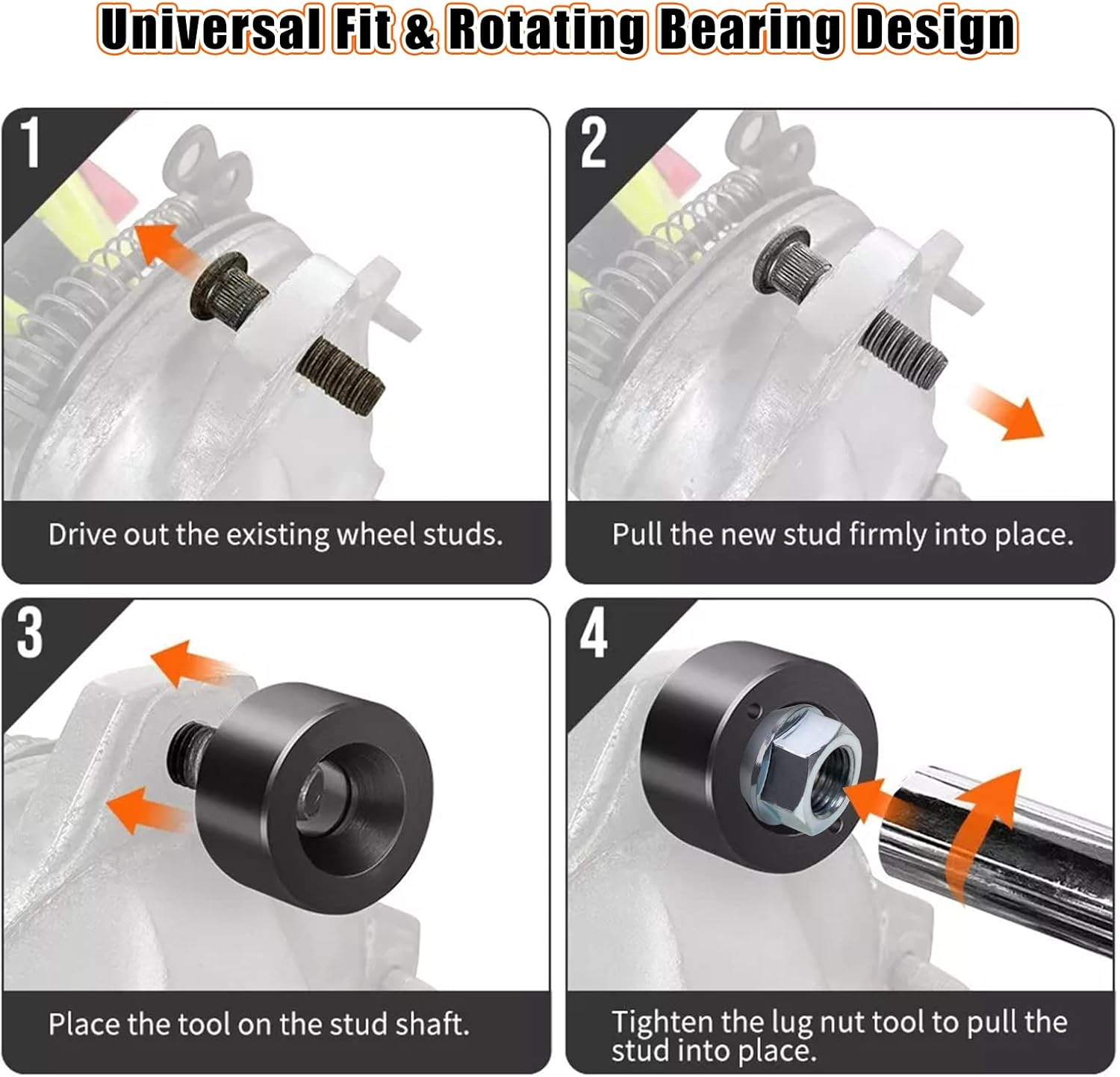 RULLINE 22800 Wheel Stud Installer Replace Most All Automotive and Light-Duty Truck Wheel Studs Installer Tool Wheel Studs with Wheel Lug Nuts 12X1.25 12X1.5, 14X1.5Safe, Durable, Saves Time, Effort image number 5