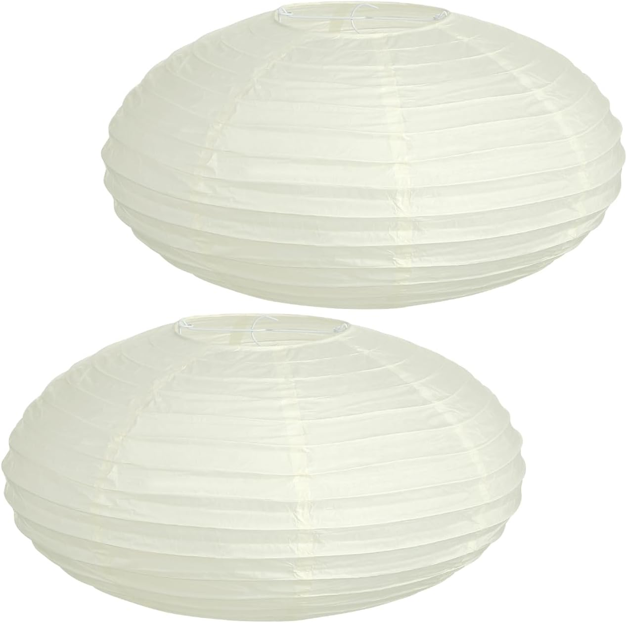 Oval, 2Pcs Foldable Paper Lamp Shades round Hanging Paper Lamp Replacement Japanese Pendant Lampshade for Living Room Bedroom, 15.7 X 8.7 Inches image number 1