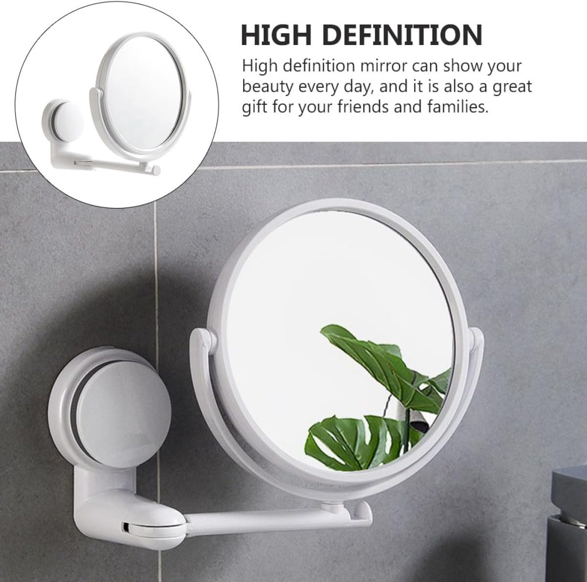 Makeup Mirror Wall Mounted with Rotating Arm and Suction Cup, High-Definition Vanity Mirror for Bathroom and Dormitory, Adjustable Angle for Personal Grooming image number 3