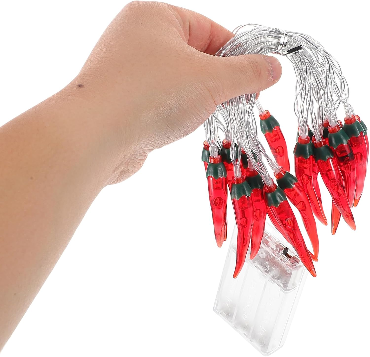 Tofficu 20 Led Chili Pepper String Lights, Battery-Powered Decorative Lighting for Indoor & Outdoor, Patio, Garden, Christmas, and Party Decorations, Red (Batteries Not Included) image number 3
