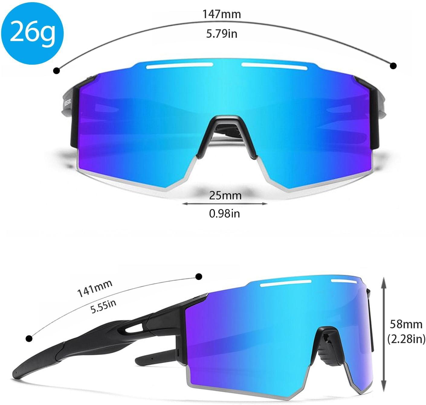 Sports Cycling Polarized Sunglasses for Men and Women, UV 400 TR90 Protection Sunglasses for Cycling, Skiing, Driving image number 5