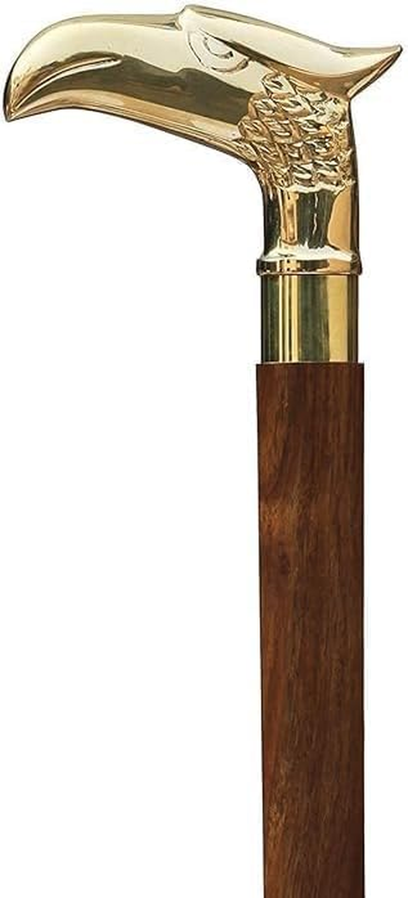 Eagle Walking Stick Vintage Wooden Decorative Cane Walking Stick for Men and Women - Wooden Canes and Walking Sticks with Metal Brass Handle with Rosewood Cane (Golden, Eagle) image number 2