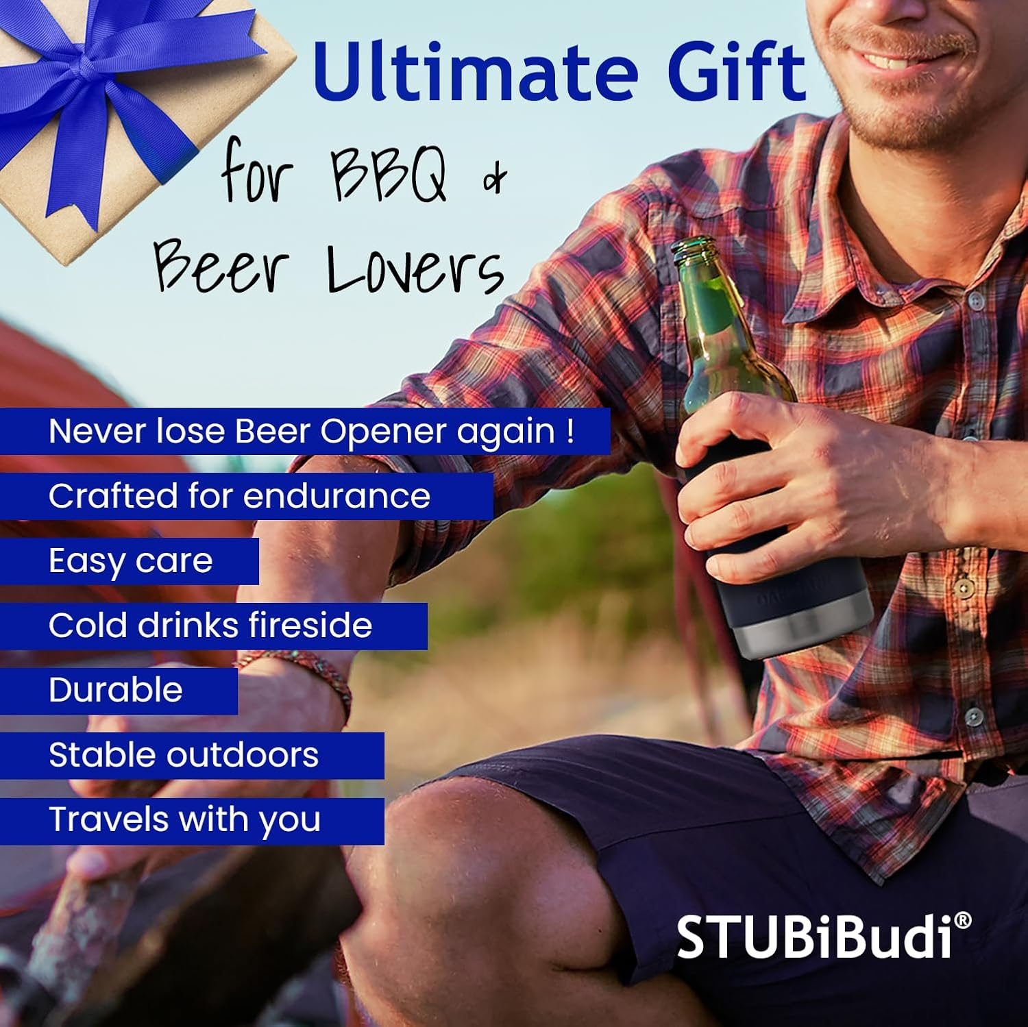 OAKMANN Stubby Holder Beer Cooler & Bottle Opener 4 in 1, Insulated Can Cooler Beer Holder & Tumbler, Stainless Steel to Fit Bottles & Cans up to 375Ml, Ultimate Beer Gifts for Men Dad Birthday (Navy) image number 3