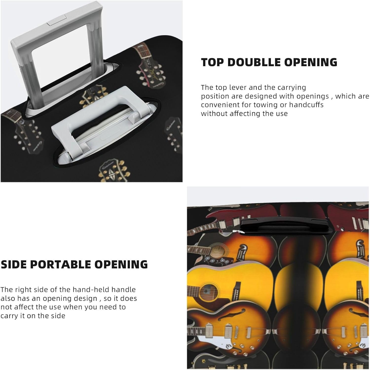 Obabo Dog Family Travel Luggage Cover,Washable Suitcase Cover Protector Anti-Scratch Suitcase Cover Fits 18-32 In, Electric Guitar, X-Large image number 6