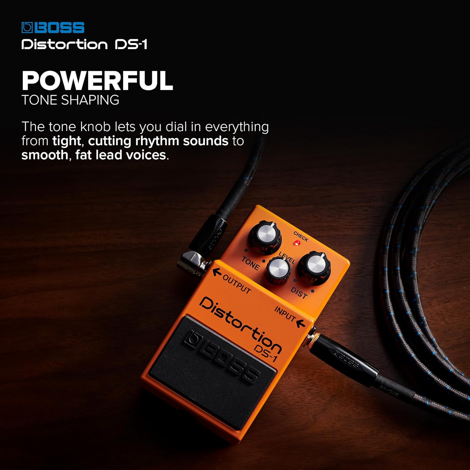 BOSS DS-1 Distortion Pedal, Classic Tones for All Types of Music, the Benchmark in Guitar Distortion, Orange image number 3