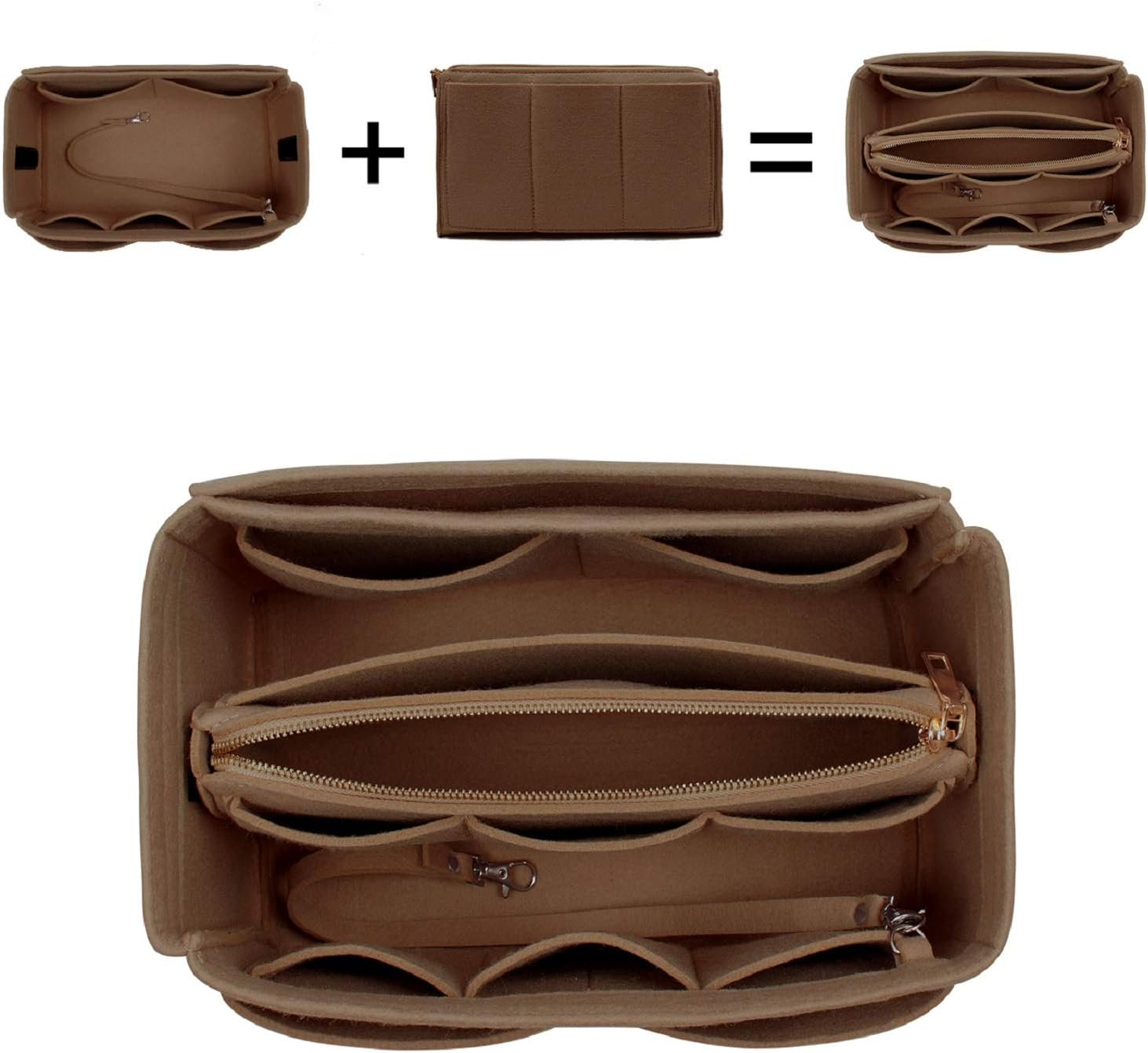 Himai Purse Organizer Insert, Bag Organizer, Bag in Bag, Perfect for Speedy Neverfull and More, 5 Size, Lighting Coffee, Slender Large image number 2