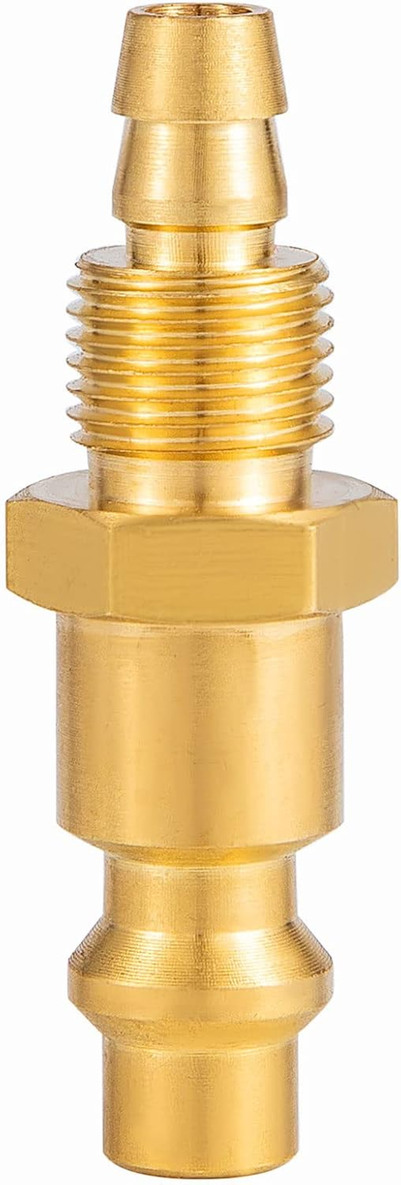 Premium Solid Brass 2PCS Pneumatics Reusable Replacement Fitting 1/4" Barb for 1/4-Inch ID Polyurethane Air Hose with 1/4" NPT Rigid Replacement image number 1
