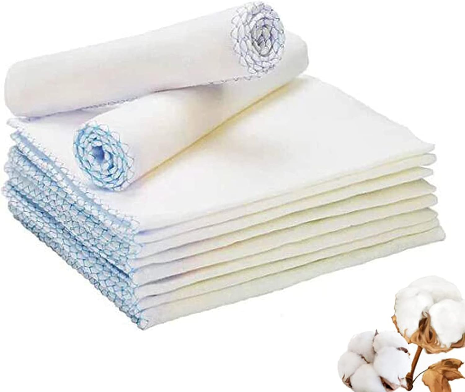 10 Pieces Muslin Face Cloths, 11.8 X 11.8 Inch Reusable Facial Muslin Cleaning Cloth Makeup Remover Cloths Toddler Towels Muslin Cloths for Baby Bath Wrapping image number 2