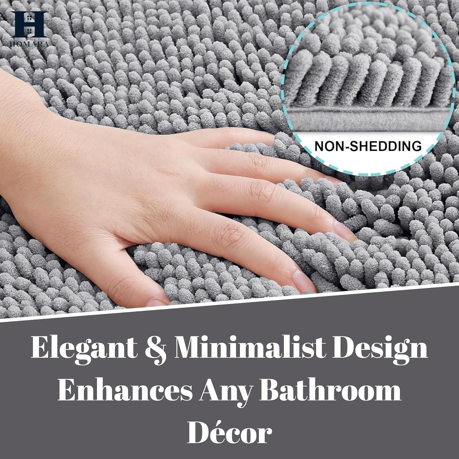 HOMARA - Bath Mat &ndash; Ultra-Soft, Non-Slip, Absorbent Bathroom Rug for Shower & Tub | Machine Washable, Quick-Dry Microfiber Mat for Bathroom, Bedroom & Home D&eacute;cor! image number 3