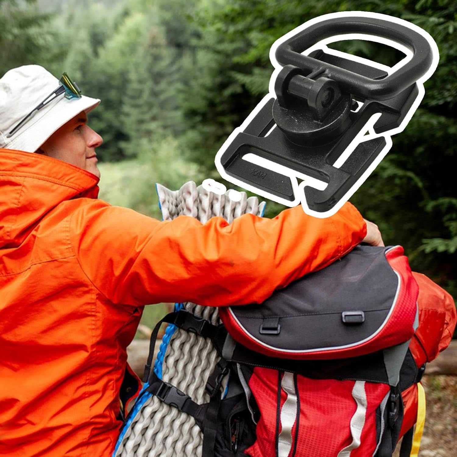 Water Tube Clip, 360 Degree Rotatable Hydration Pack Clip, Multipurpose Clamp for Camping Hunting Cycling Mountaineering Fishing Outdoor Biking image number 6