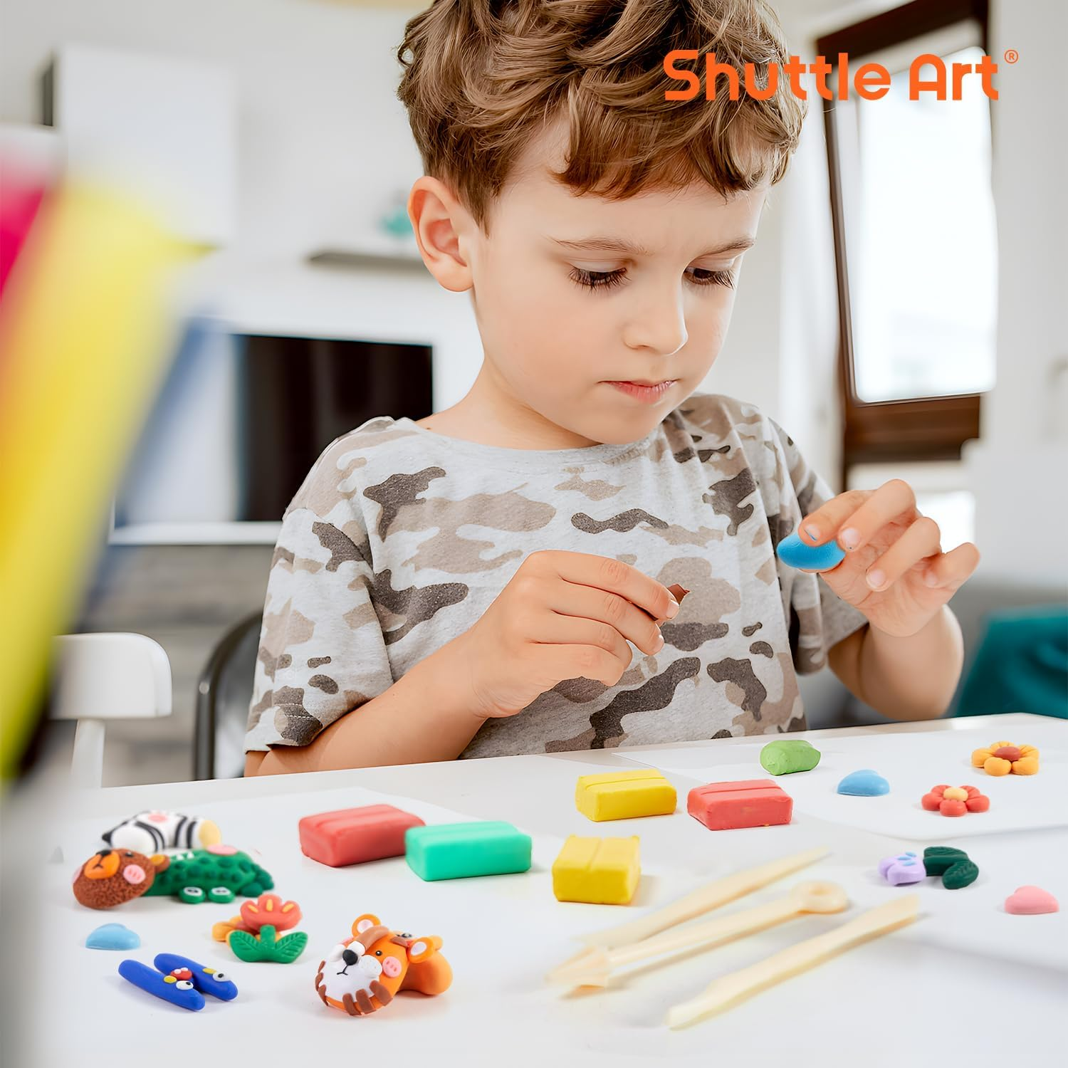 Shuttle Art 117 PCS Small Block Polymer Clay Kit, 95 Unique Colors & Extra Basic Colors, 5 Modeling Clay Tools, Non-Toxic, Non-Sticky, DIY Art Craft for Kids Beginners