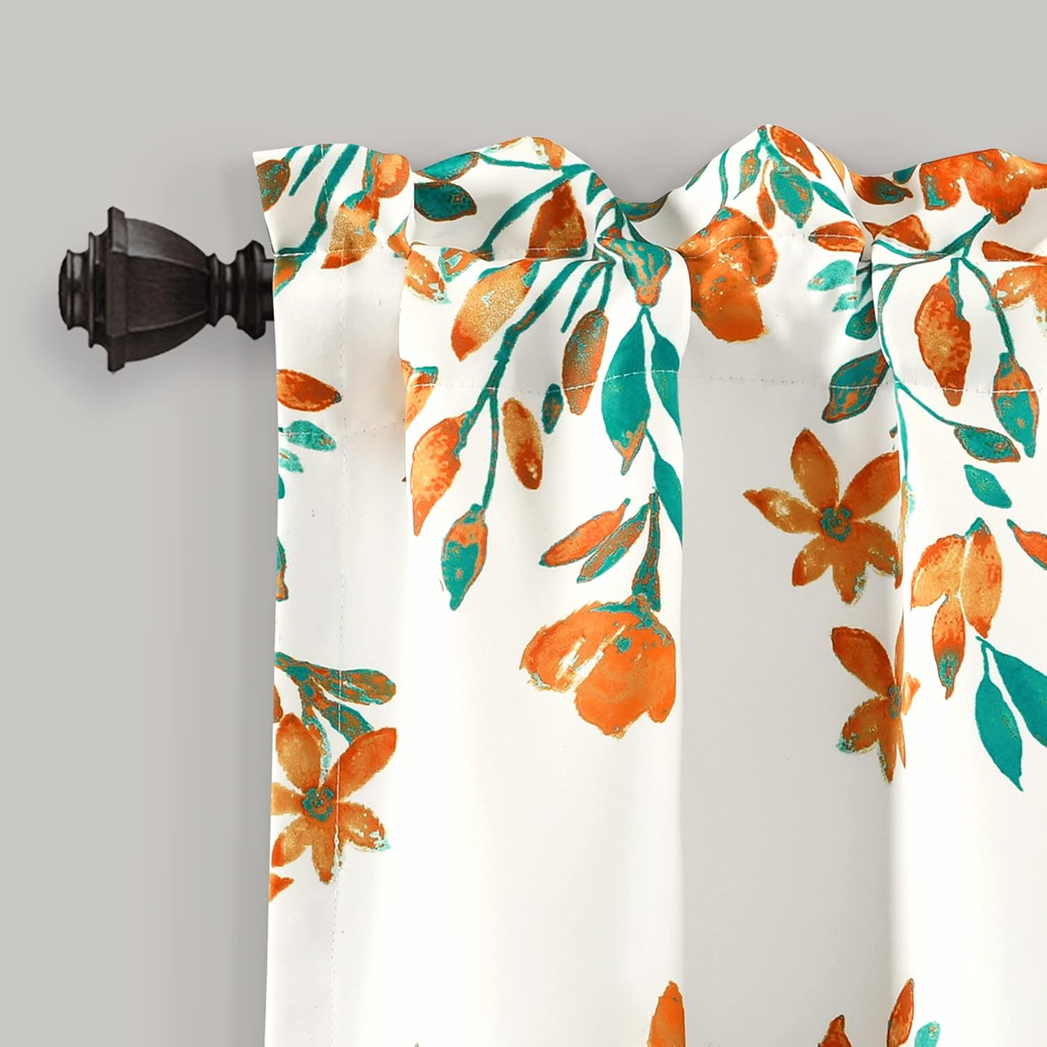 Lush Decor Tanisha Room Darkening Window Curtain Valance, 18" L X 52" W, Tangerine & Turquoise - Navy  White image number 6
