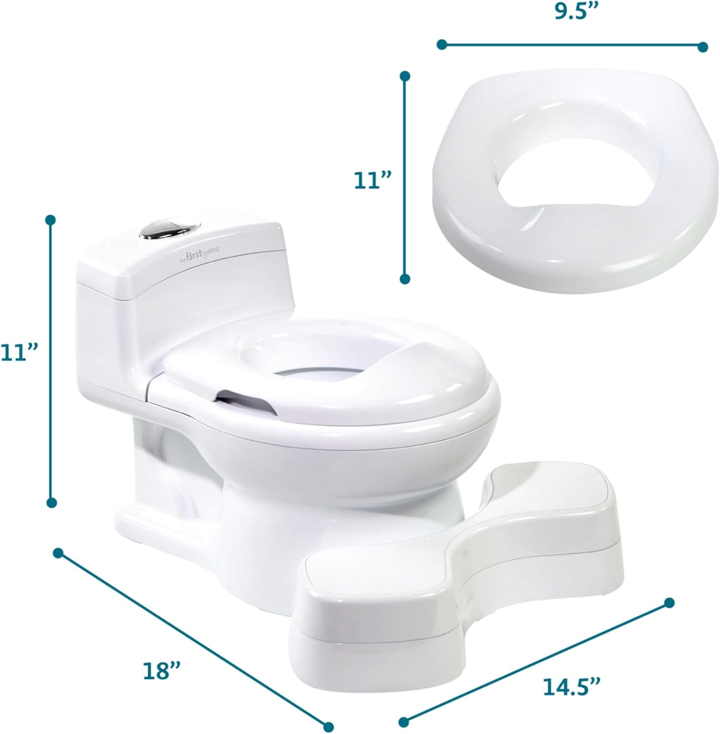 The First Years Super Pooper Potty Training Toilet plus Potty Seat with Foot Rest &mdash; White &mdash; 2-In-1 Toddler Toilet Seat and Potty Chair image number 5