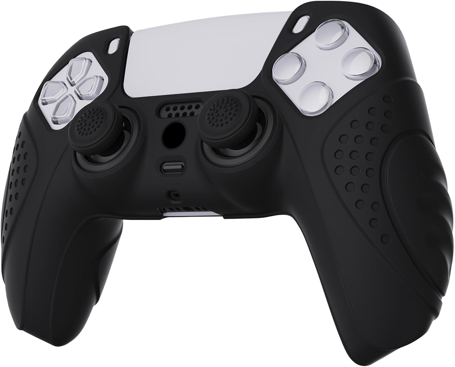 Extremerate Playvital Guardian Edition Black Ergonomic Soft Anti-Slip Controller Silicone Case Cover for Ps5, Rubber Protector Skins with Black Joystick Caps for Ps5 Controller - Blue image number 6