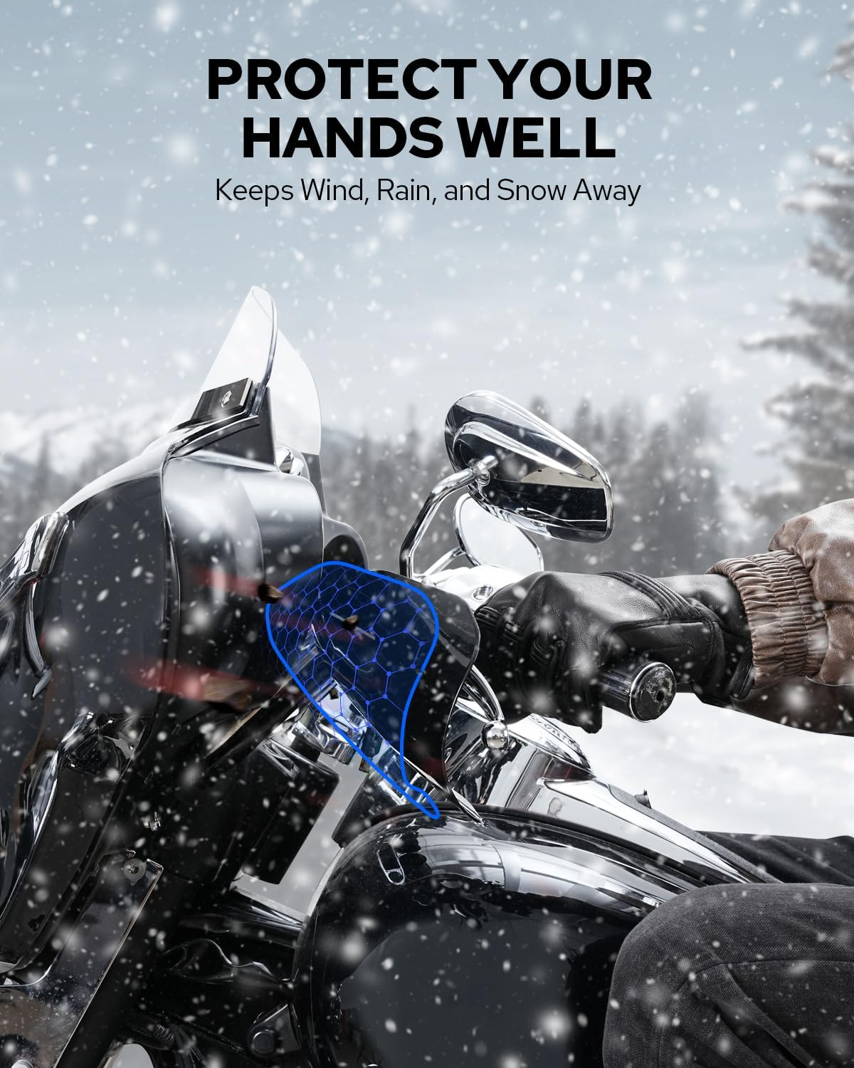 Benlari Stainless Steel Handguards, Larger Hand Guards Fit for Harley Touring Street Glide Road Glide Road King Electra Glide Bagger 2007-2023, Fit for Hydraulic Clutch & Cable Clutch Style image number 6