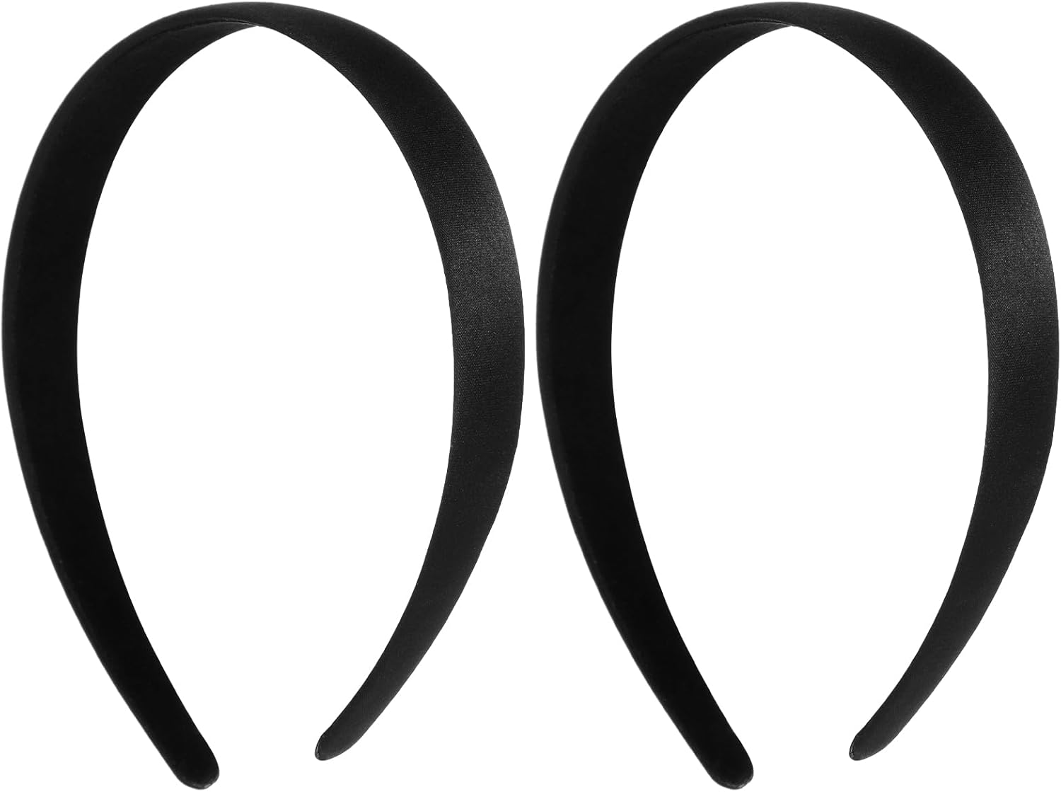 Pack of 2 Satin Hair Bands, Wide Headbands, Plain Headbands for Women, Non-Slip Hair Accessories for Women, Girls, Makeup Removal, Cleaning, Skin Care, Halloween, Carnival (Width 2 Cm)