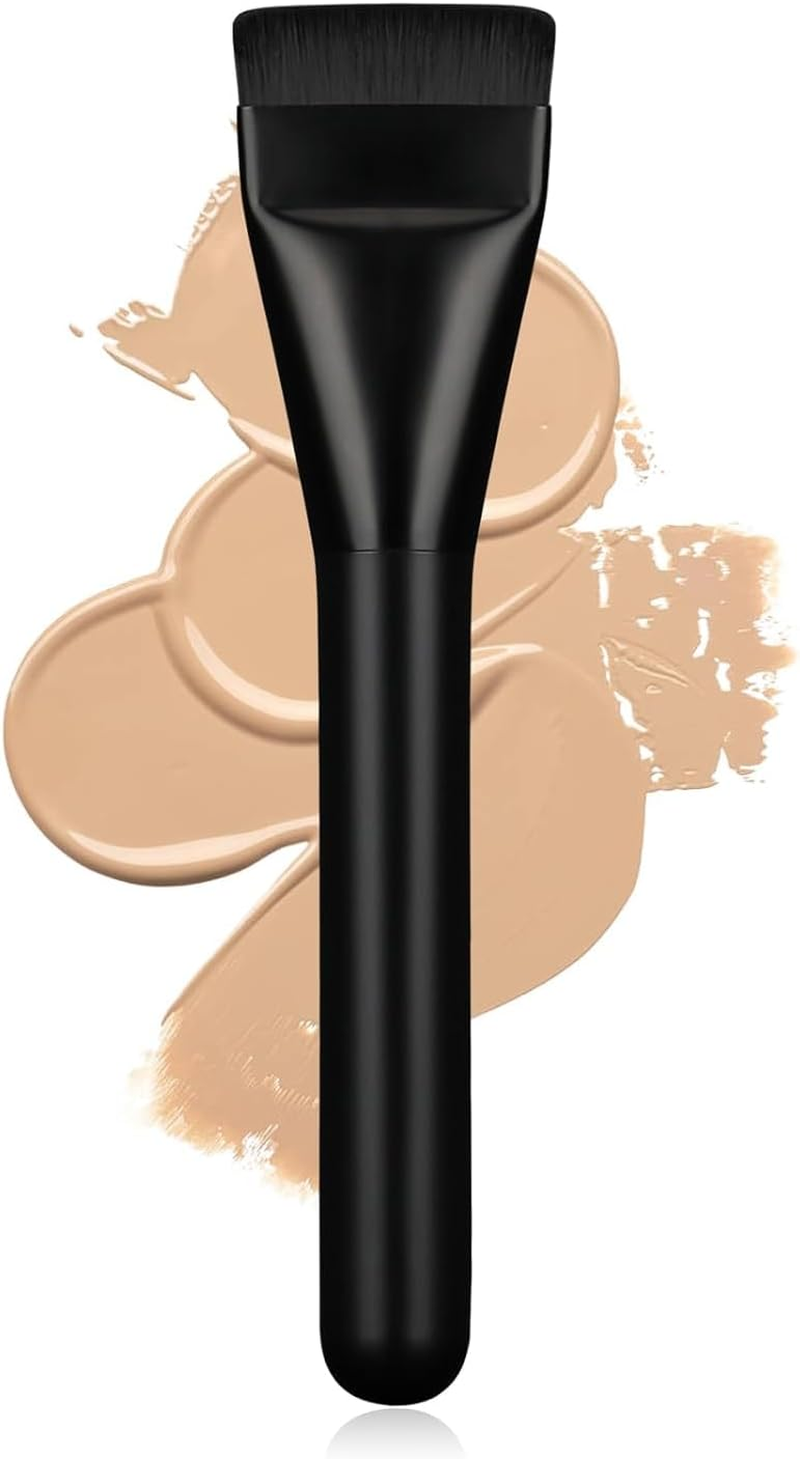 【Silver】 Flat Foundation Brush,Korean Makeup Brush Spatula Facial Brush for Liquid Foundation,Premium Face Makeup Brush for Blending Cream