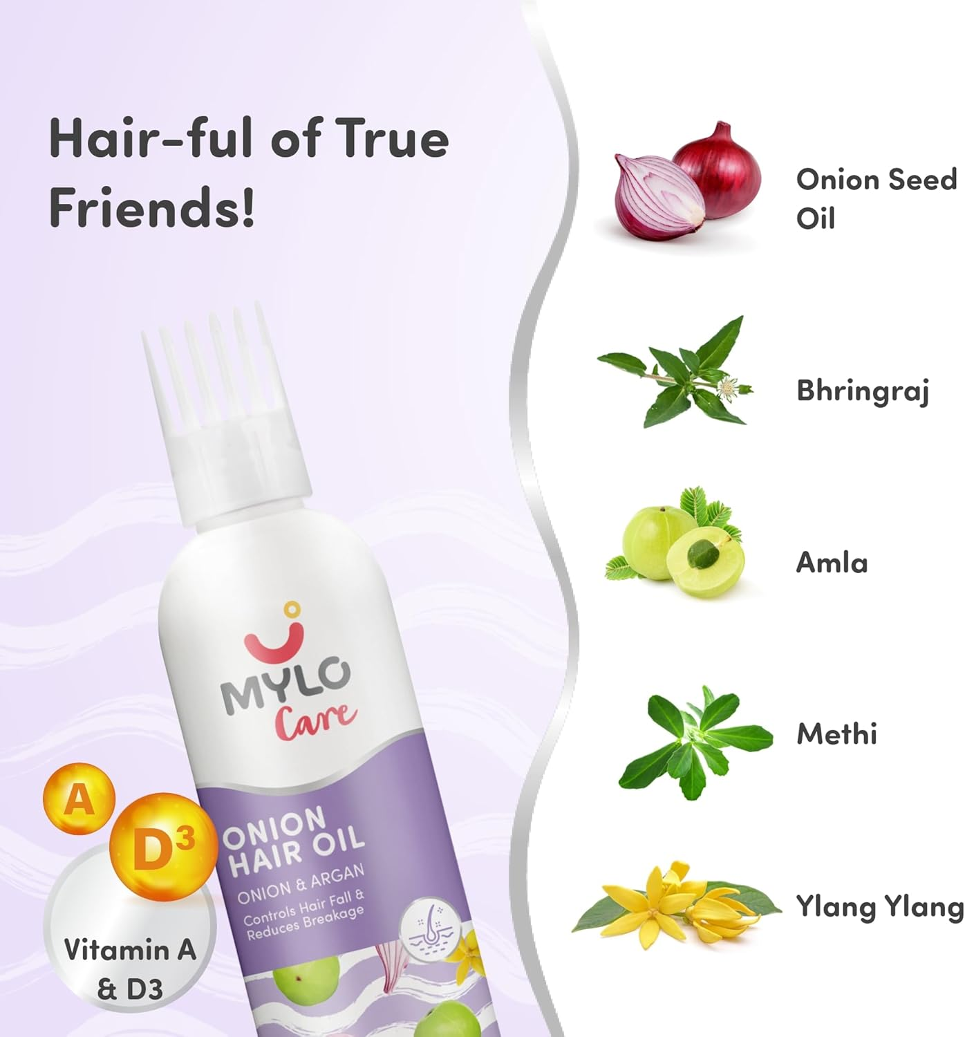 Mylo Care anti Hair Fall Oil with Onion 200Ml, Nature'S Best Solution against Hair Fall with the Goodness of Almond Oil, Coconut Oil, Argan Oil, Amla & Bhringraj, No Silicones, Parabens & Mineral Oil image number 1