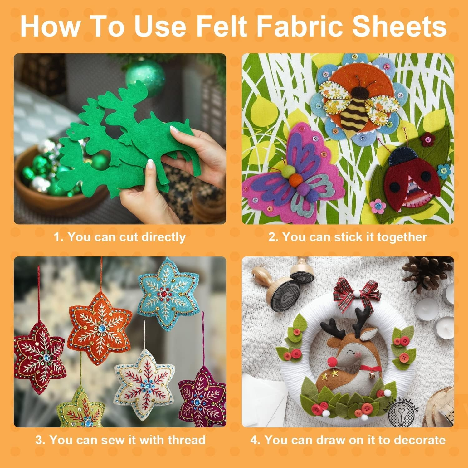 BIGCOW (20X30Cm) Felt Fabric Sheets, 40 Pieces, Assorted Colours, 1Mm Thick Suitable for Various DIY Crafts image number 3